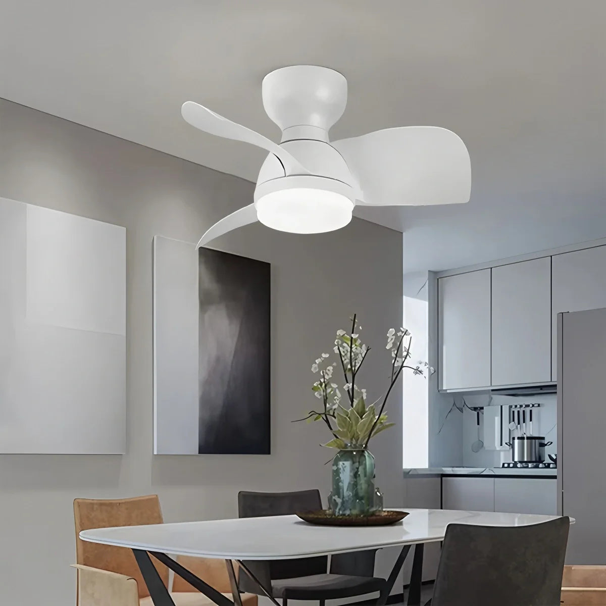 Small Flush Mount Ceiling Fan with Light