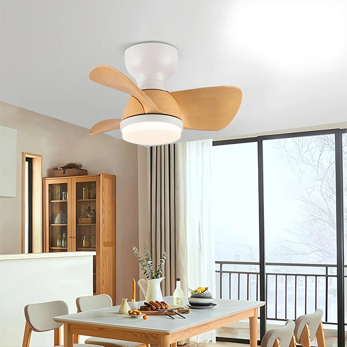 Small Flush Mount Ceiling Fan with Light