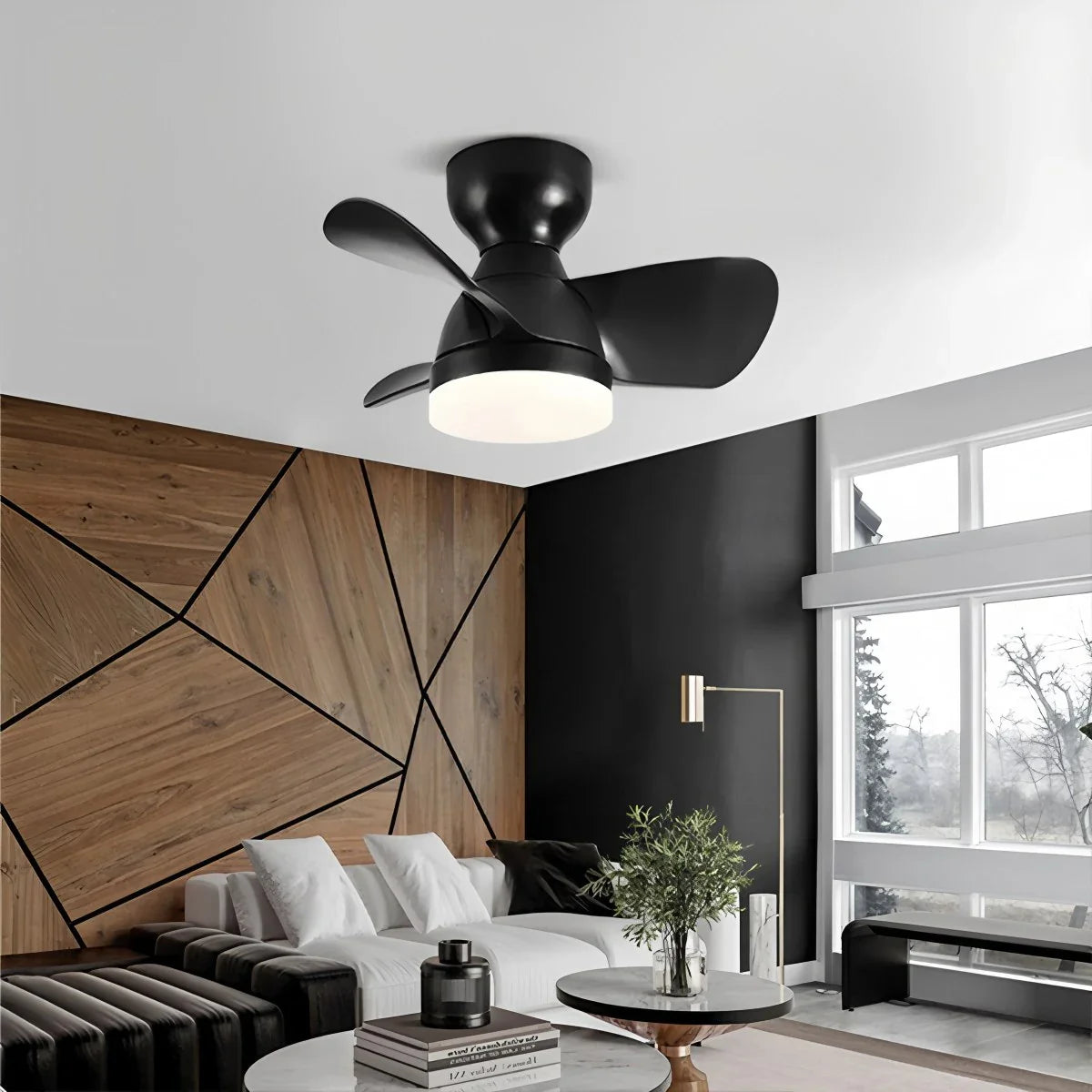 Small Flush Mount Ceiling Fan with Light