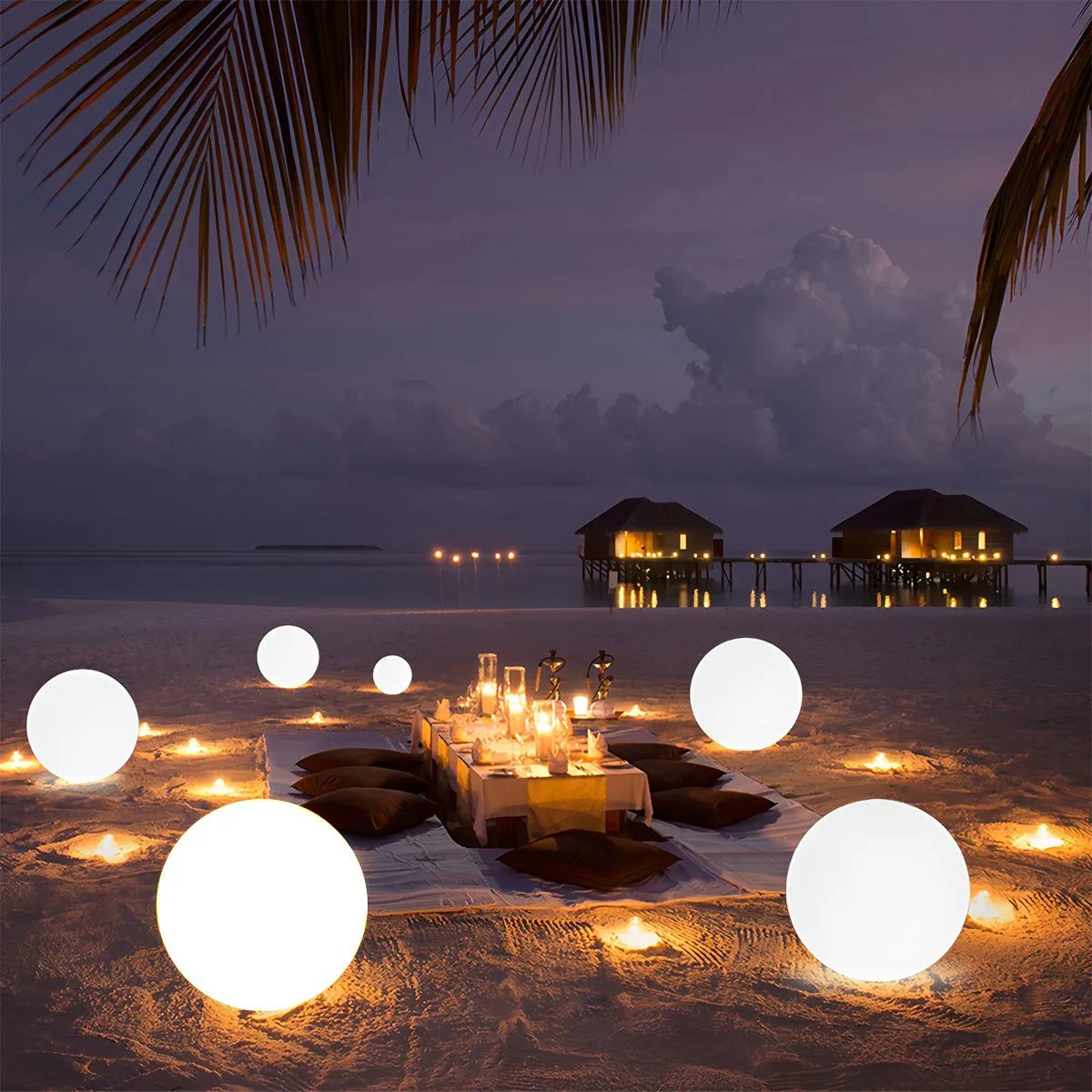 Solar LED Outdoor Moon Spherical Lawn Light