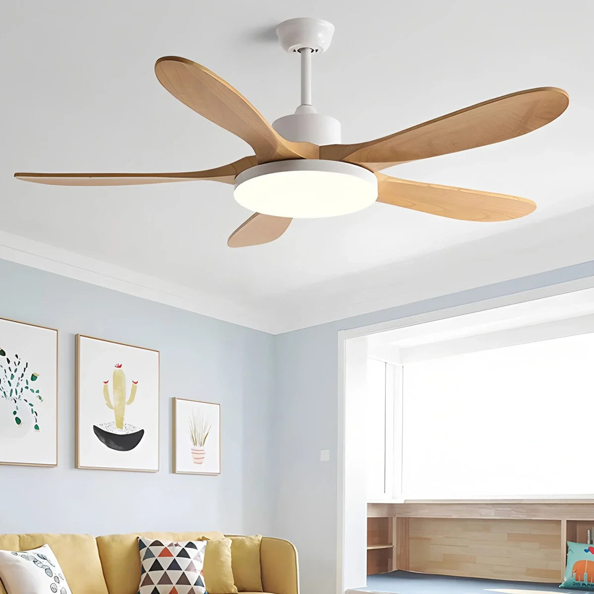 5-leaf Wood Ceiling Fan Light