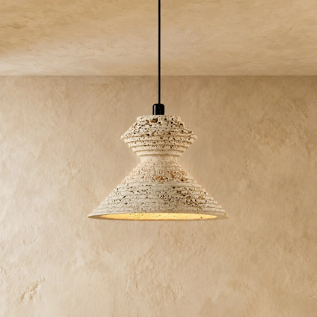 Strata Minimalist Travertine Pendant Light