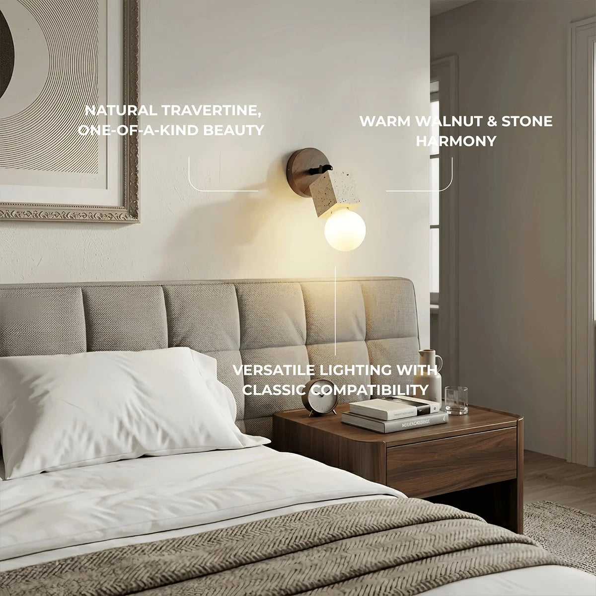 Strata Natural LED Travertine Wall Light