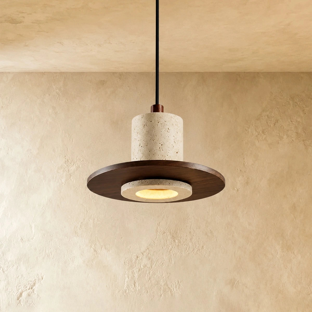 Strata Natural Travertine Pendant Light