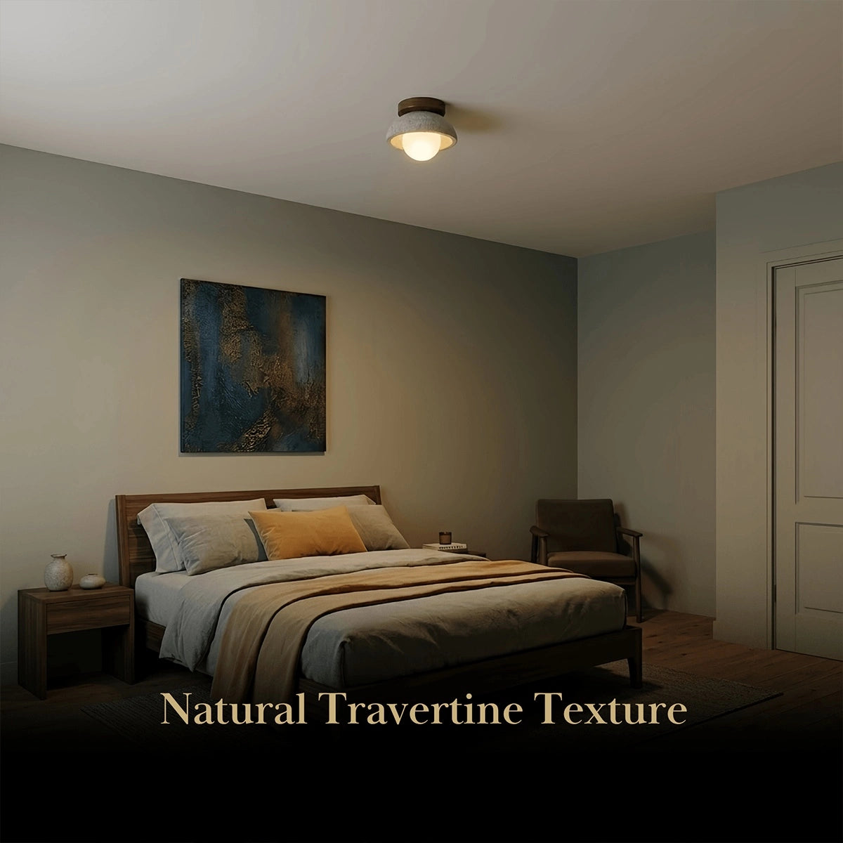 Strata Travertine Ceiling Light