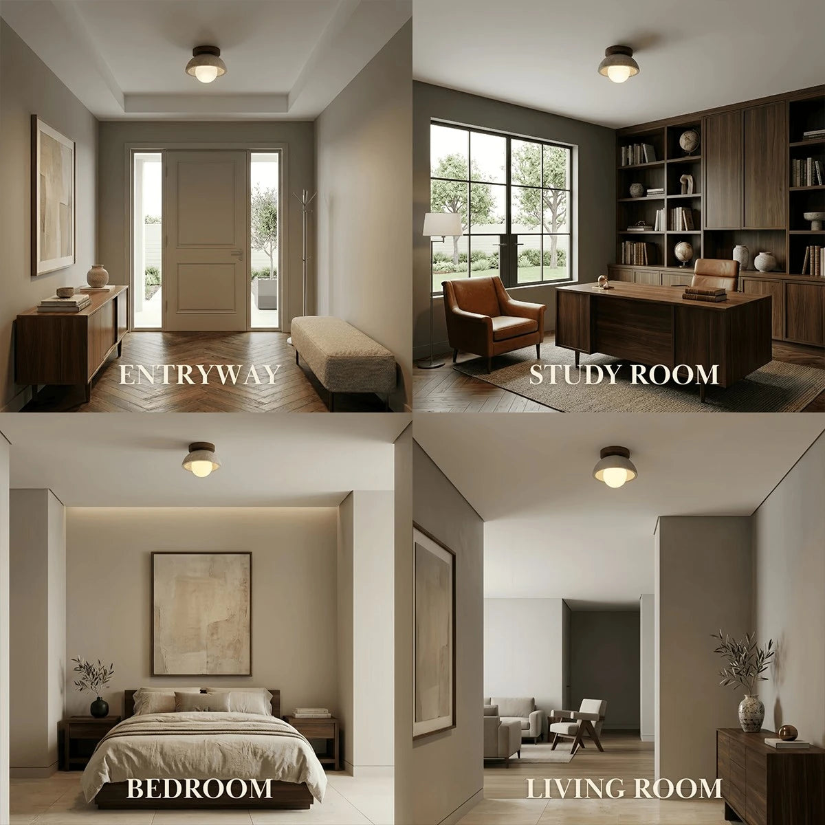 Strata Travertine Ceiling Light