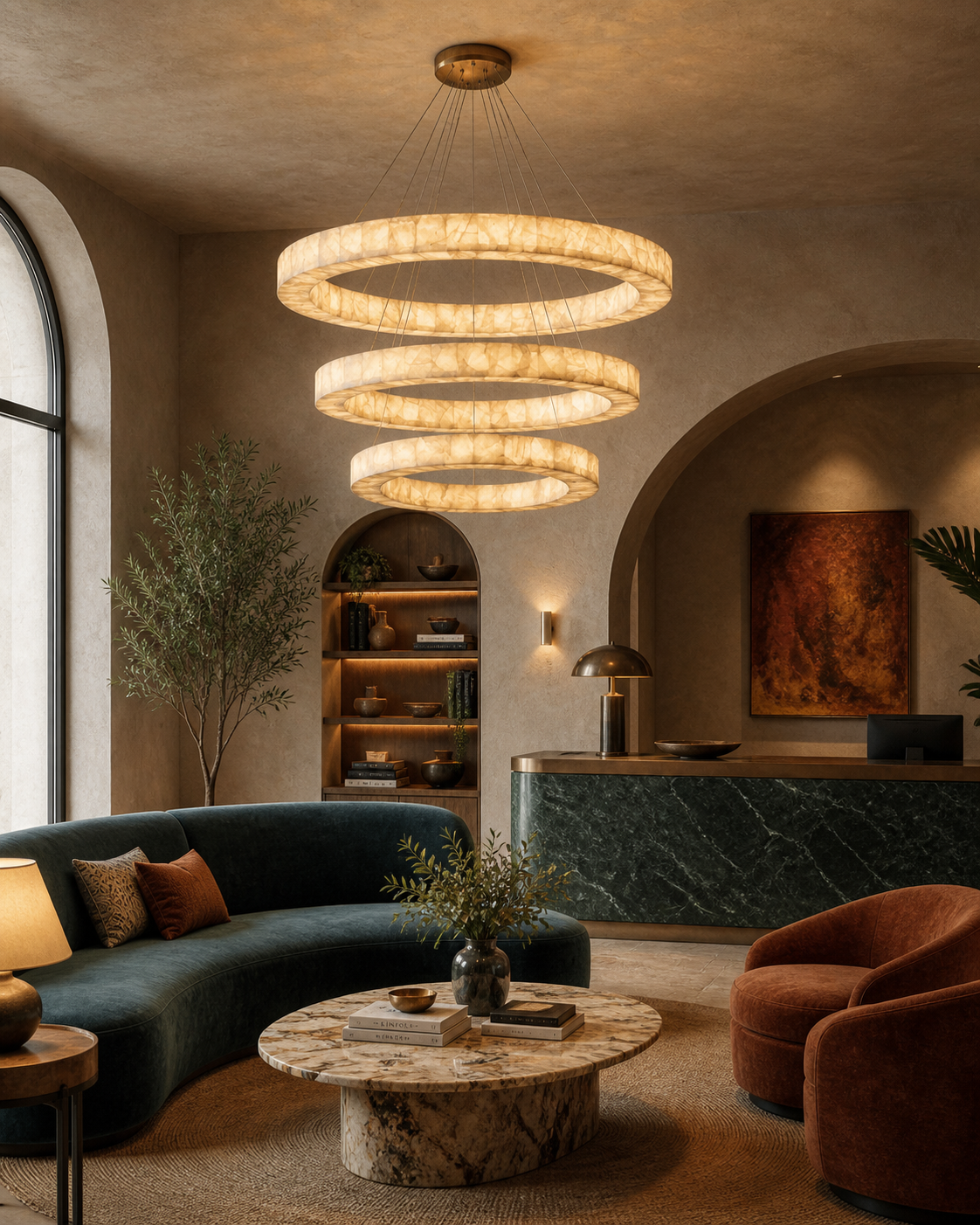 Teva Round Alabaster Chandelier