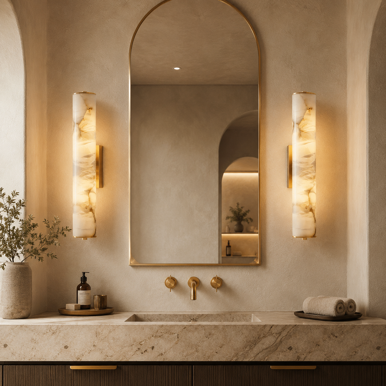 Tong Alabaster Wall Lamp