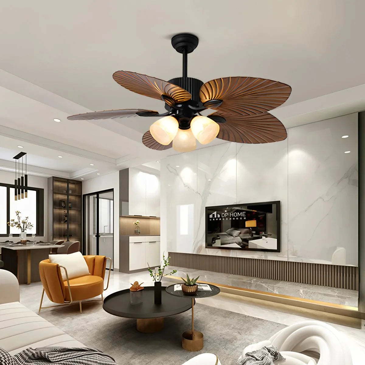 Tropical Palm Leaves Ceiling Fan with Light
