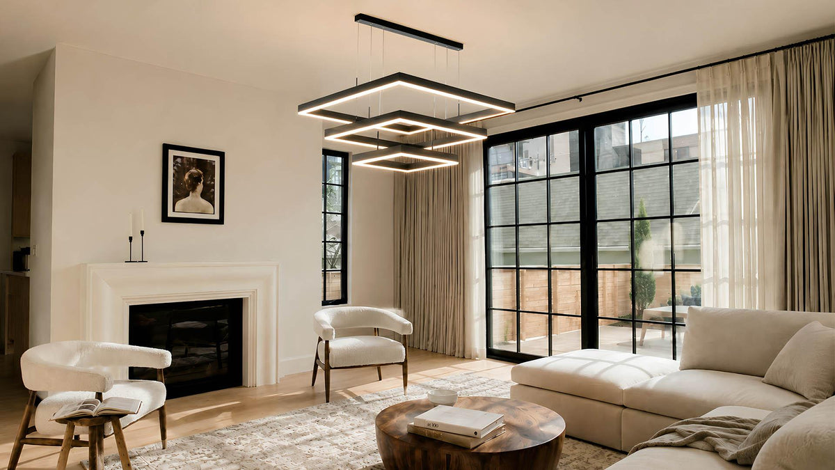 Modern Geometric LED Chandelier with Adjustable Suspension