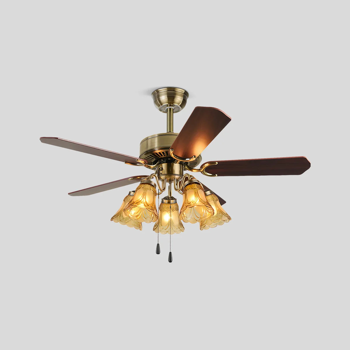 Antizer Vintage Ceiling Fan with Light for Dining Room Walnut D132cm / 52"