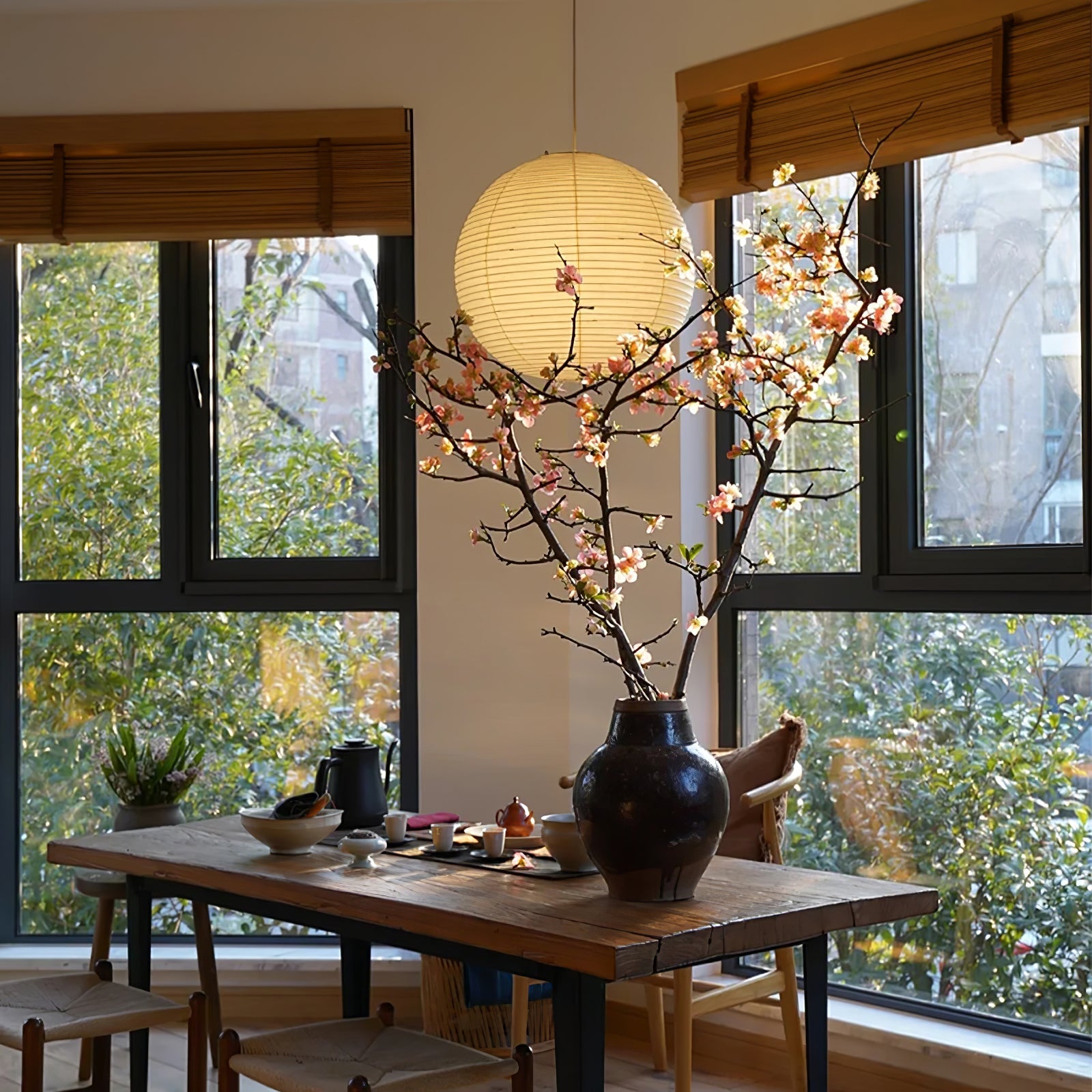 Akari A Pendant Swag Light (black plug wire)