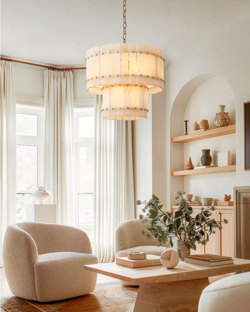 Alabaster Two-Tier Chandelier - San Marco
