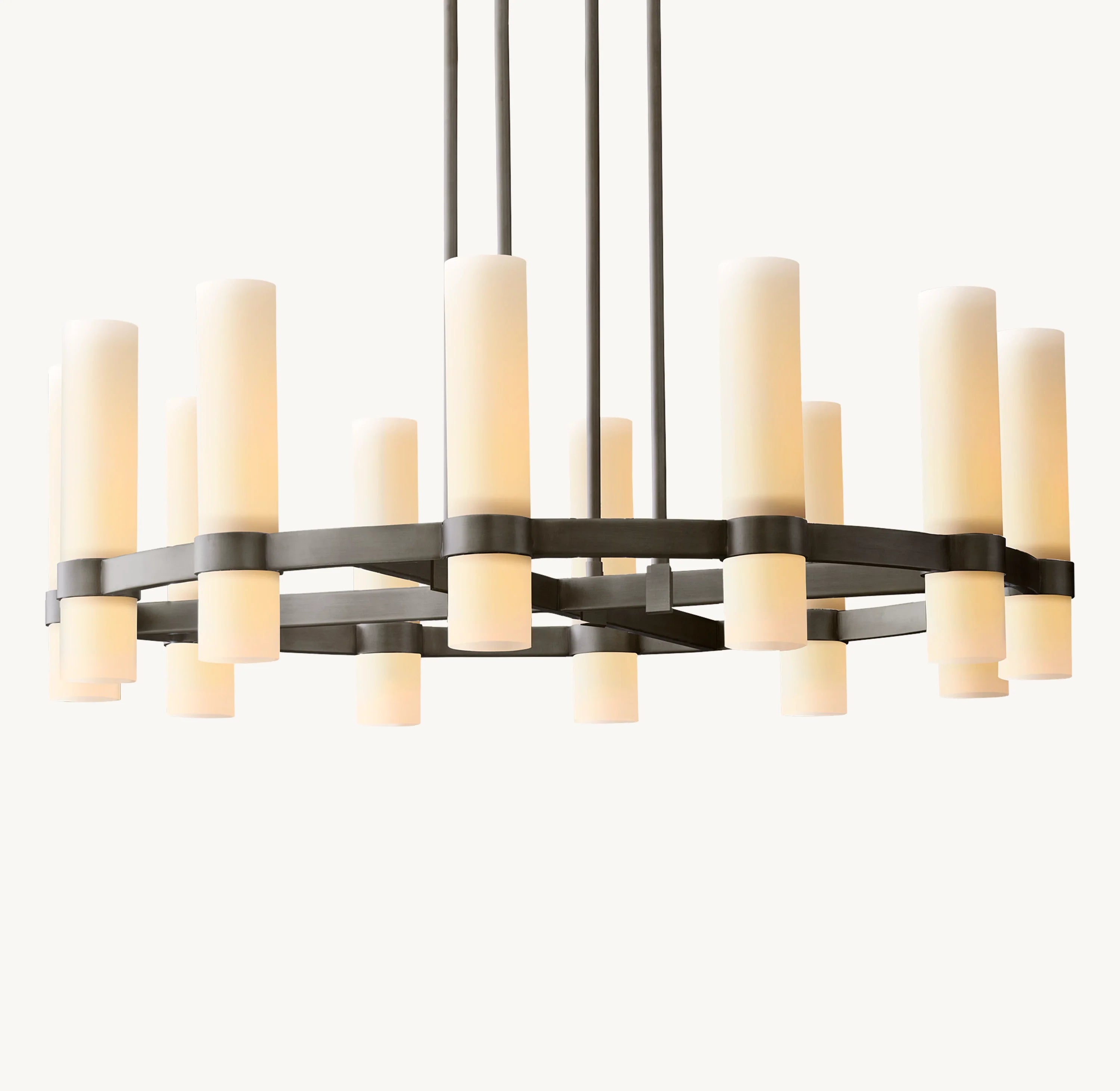 Cylindrical Milk Glass Round Chandelier - Ravelle