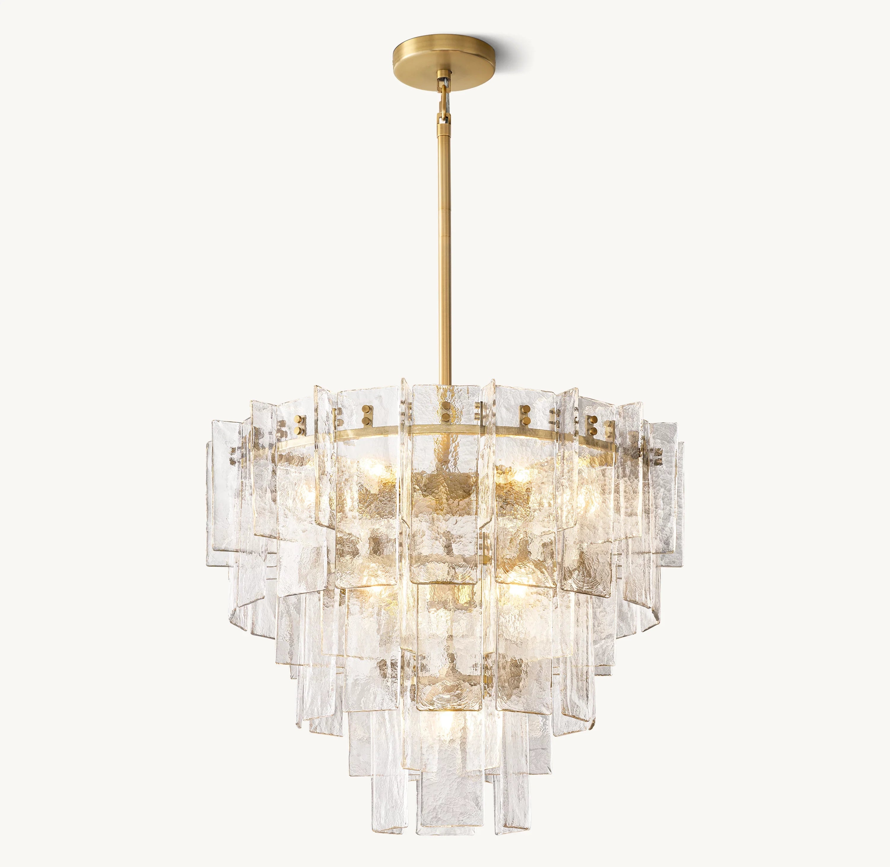 Clear Hammered Glass Tiered Chandelier - Lattice