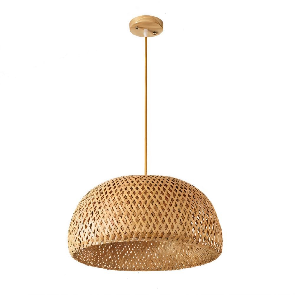 Hand-Weaved Rattan Cocoon Pendant Light Bowl: D12"(30cm) x H7"(18cm)