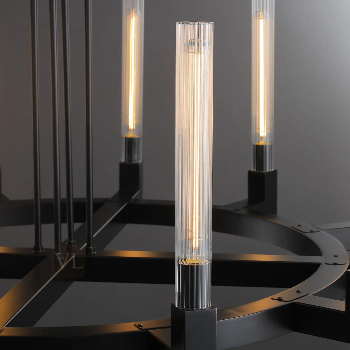 Fluted-Glass Candlestick Round Chandelier - Cannele