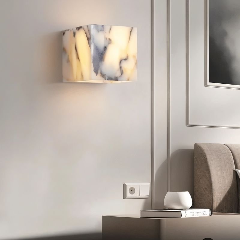 Alabaster Cube Wall Lamp