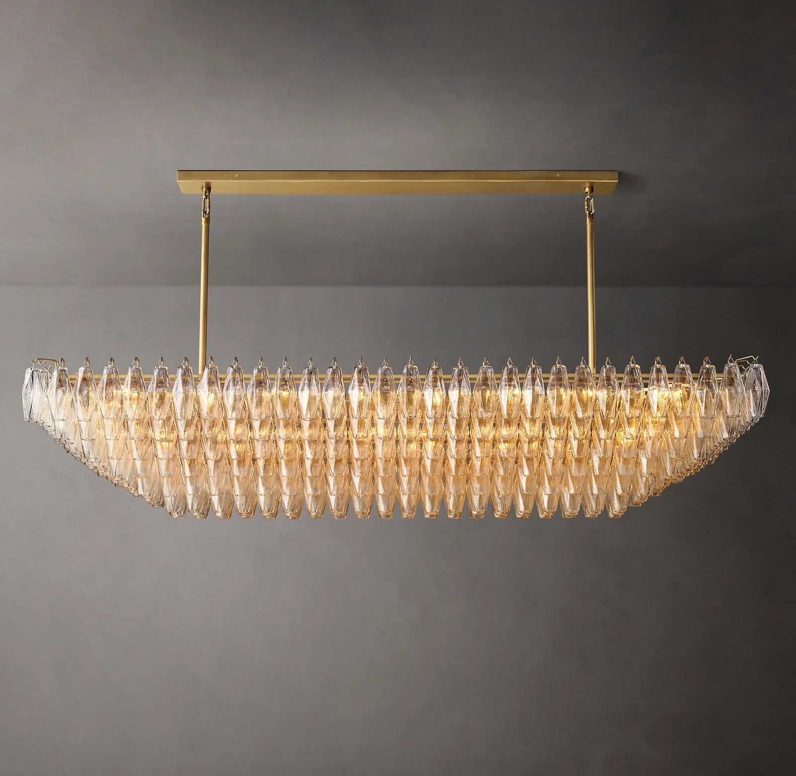 Clear Murano Glass Tiered Rectangular Chandelier - Chiara