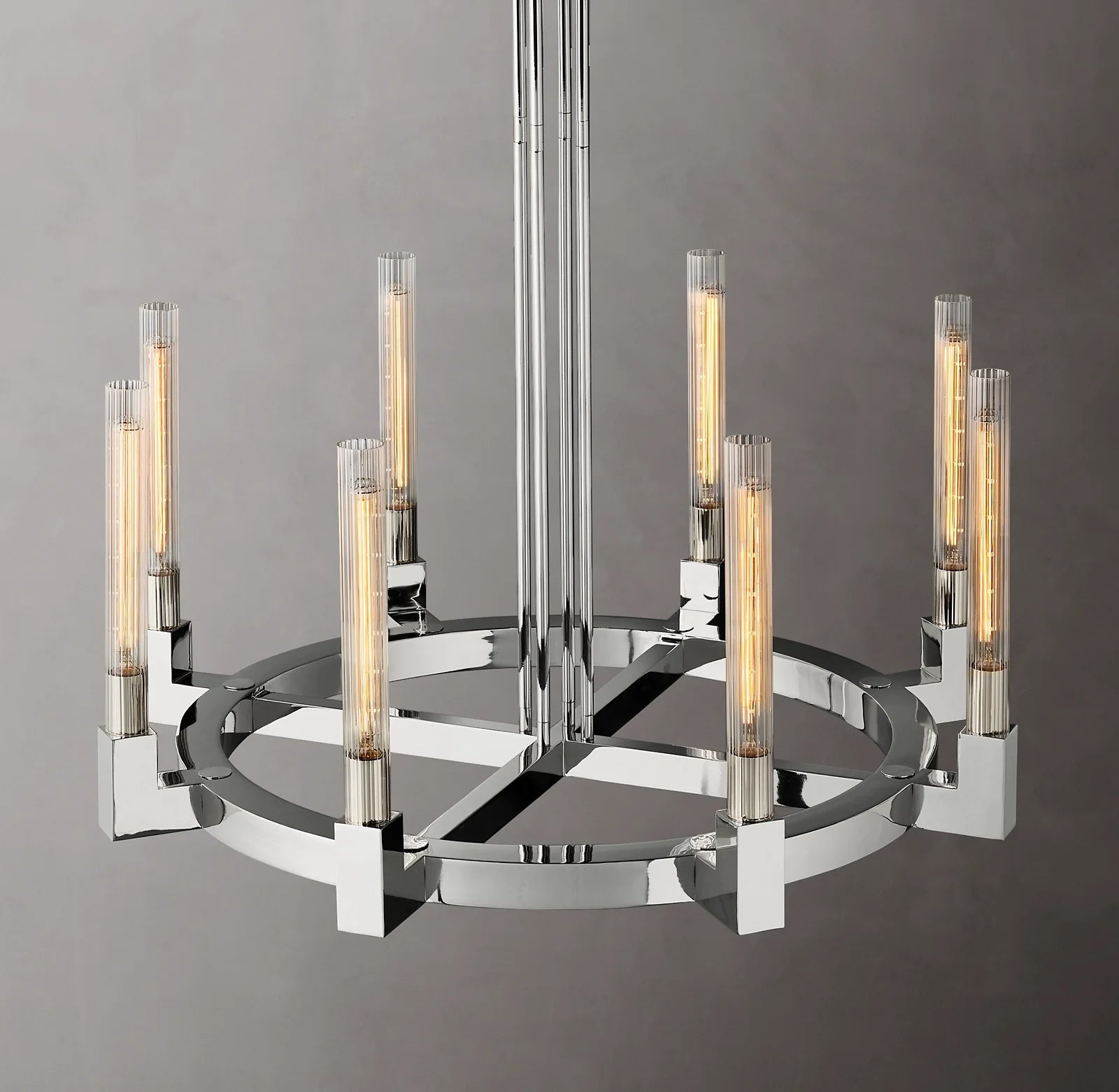 Fluted-Glass Candlestick Round Chandelier - Cannele