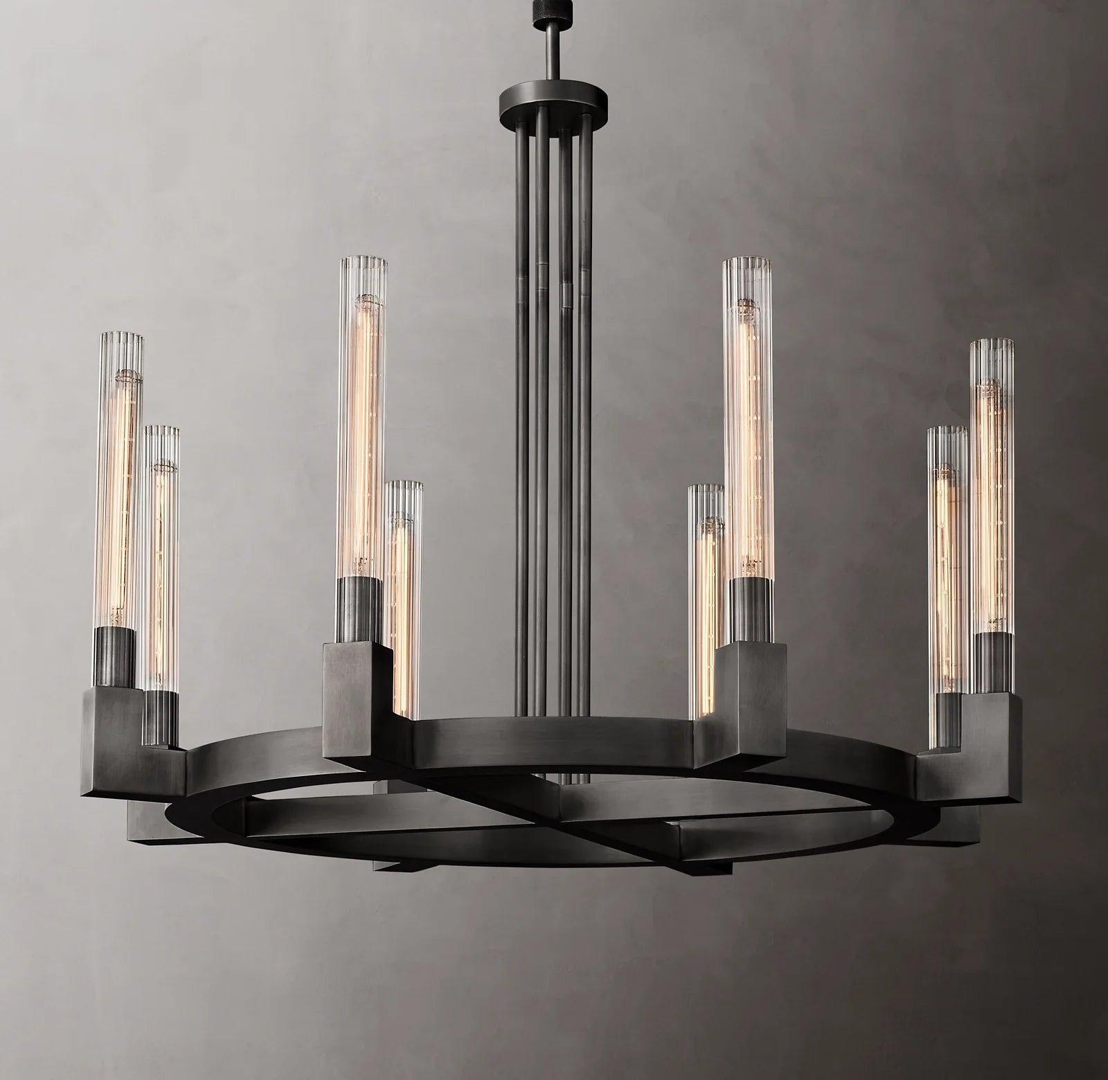 Fluted-Glass Candlestick Round Chandelier - Cannele