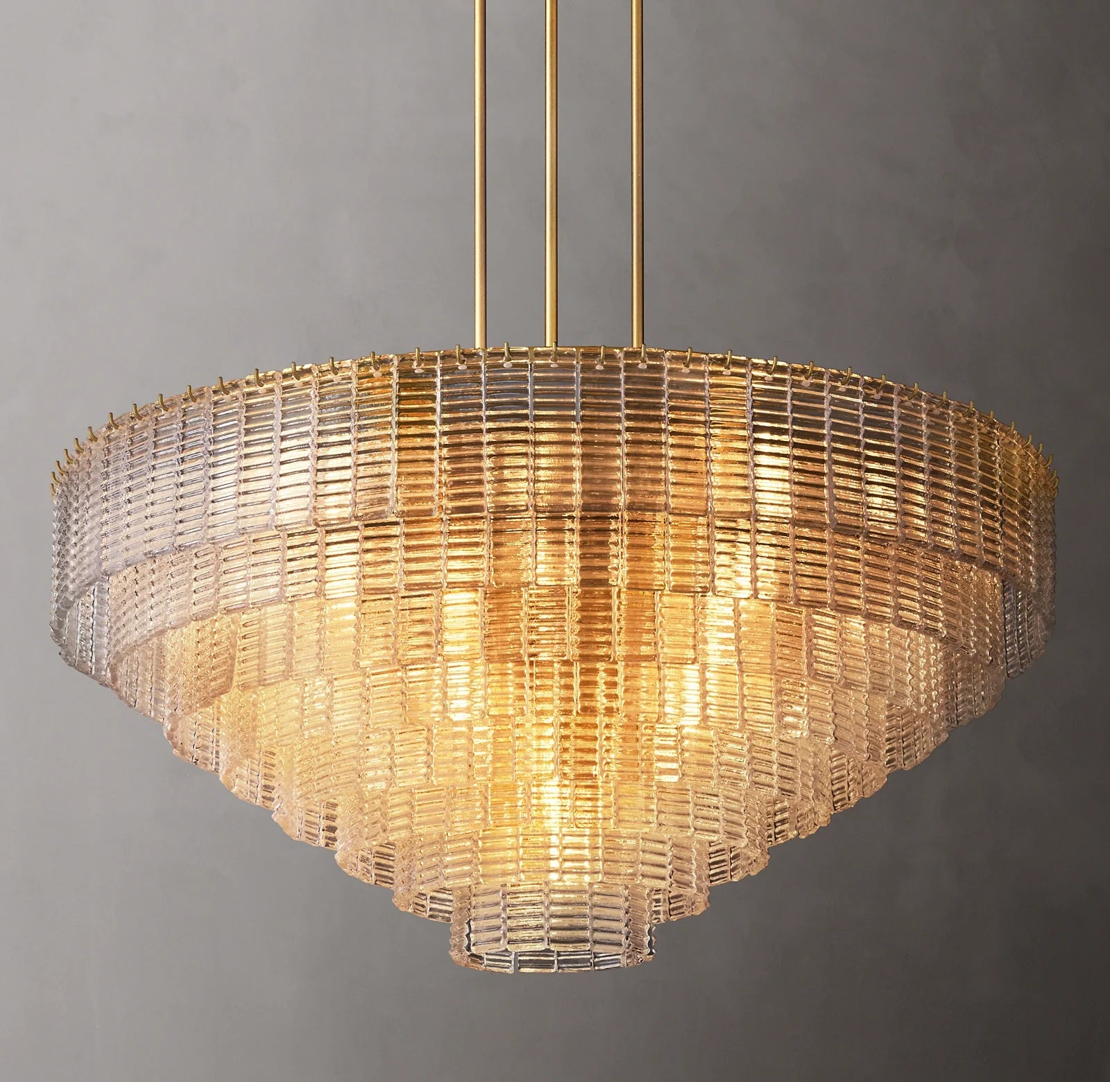 Ribbed Clear Glass Tiered Chandelier - Sirene