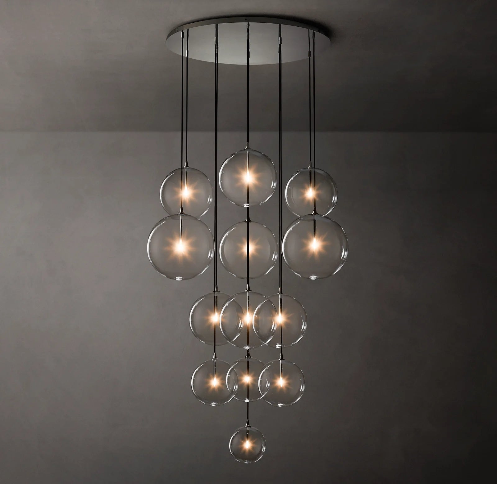 Blown Glass Globe Cluster Chandelier - Mobile