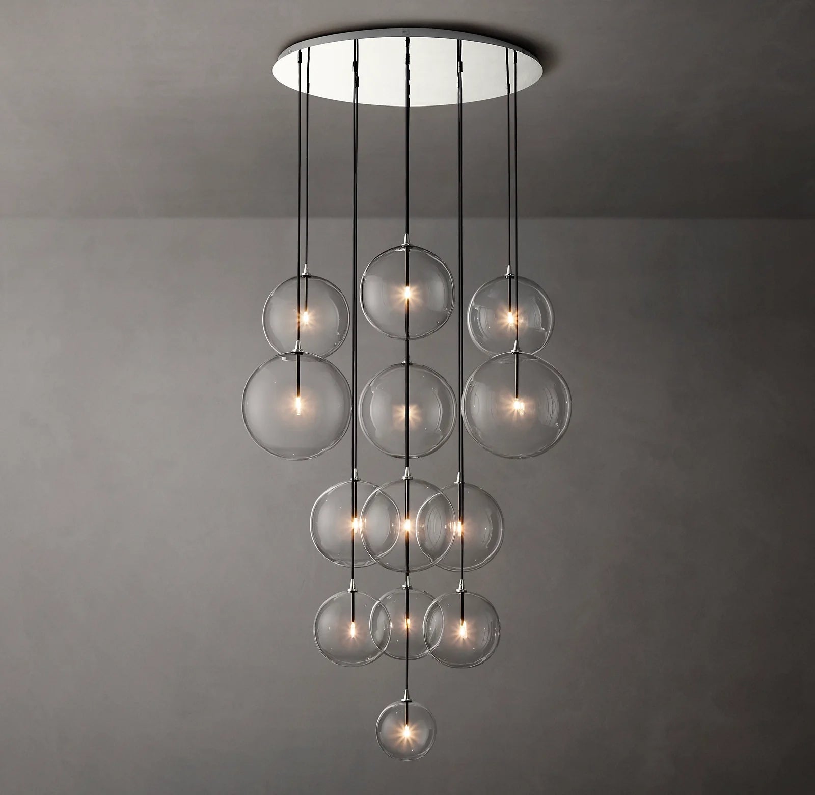 Blown Glass Globe Cluster Chandelier - Mobile