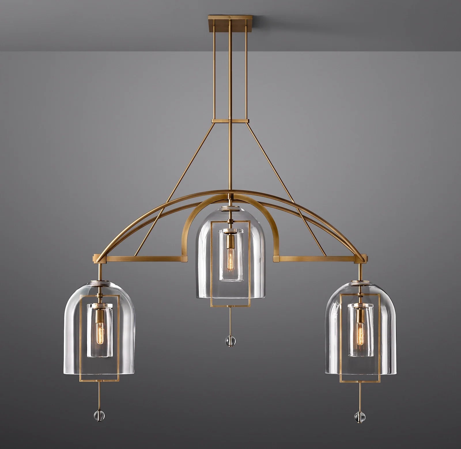 Bell Glass Linear Chandelier - Fulcrum
