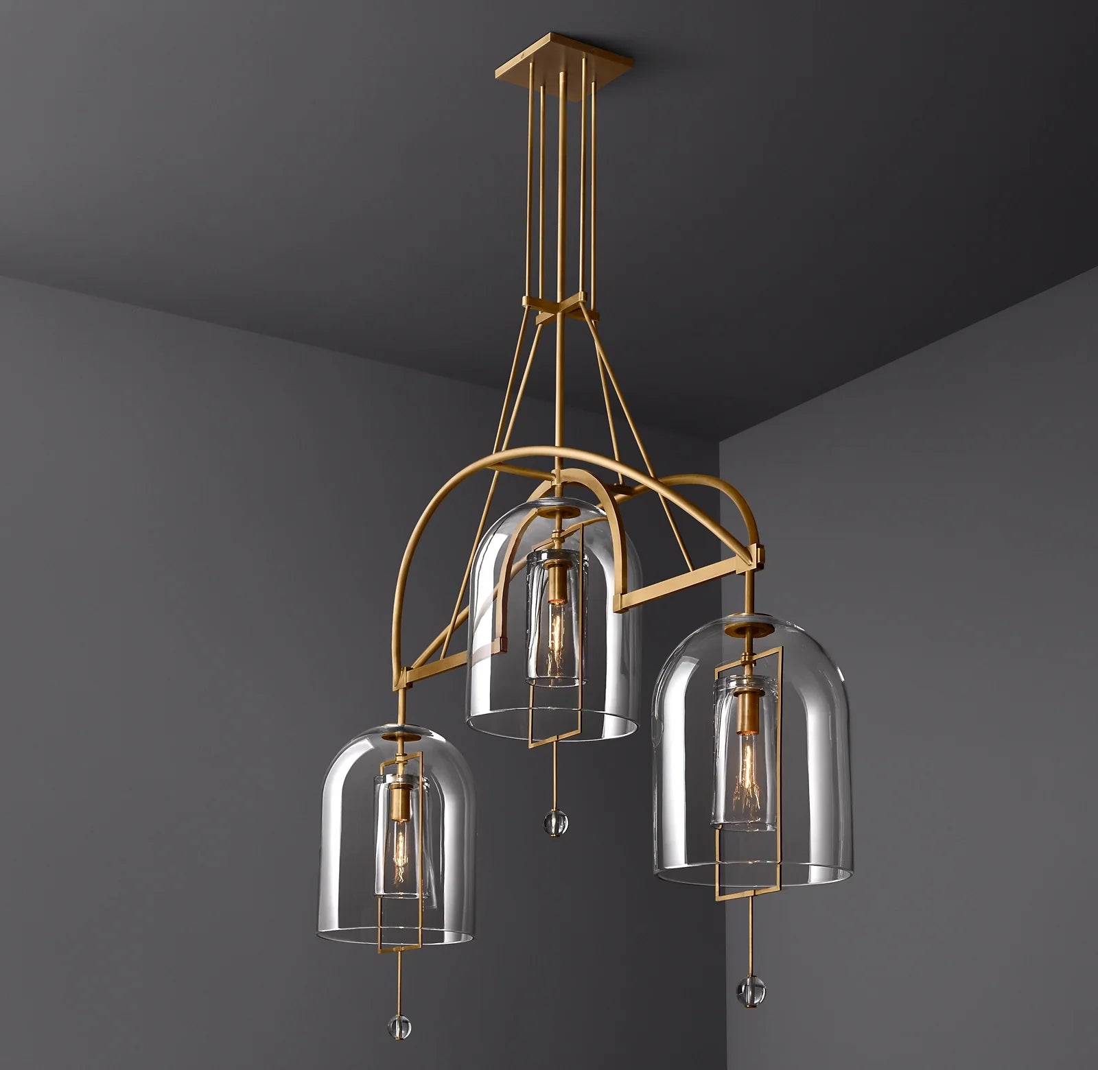 Bell Glass Linear Chandelier - Fulcrum