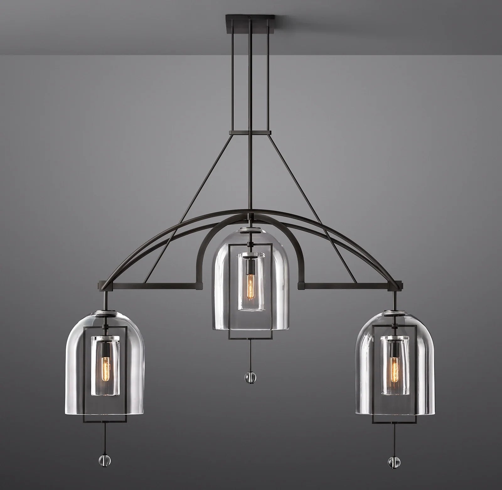 Bell Glass Linear Chandelier - Fulcrum
