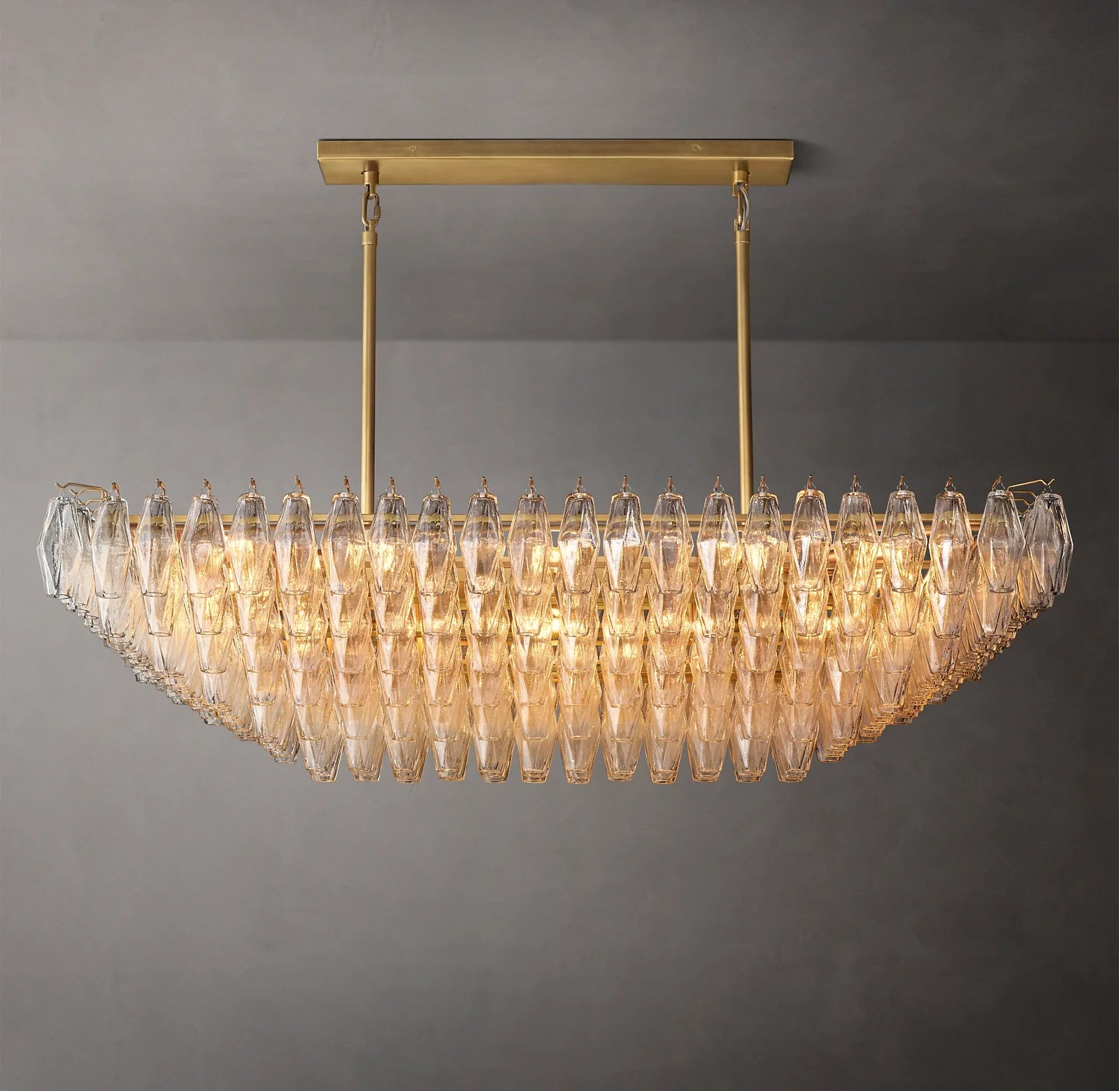 Clear Murano Glass Tiered Rectangular Chandelier - Chiara