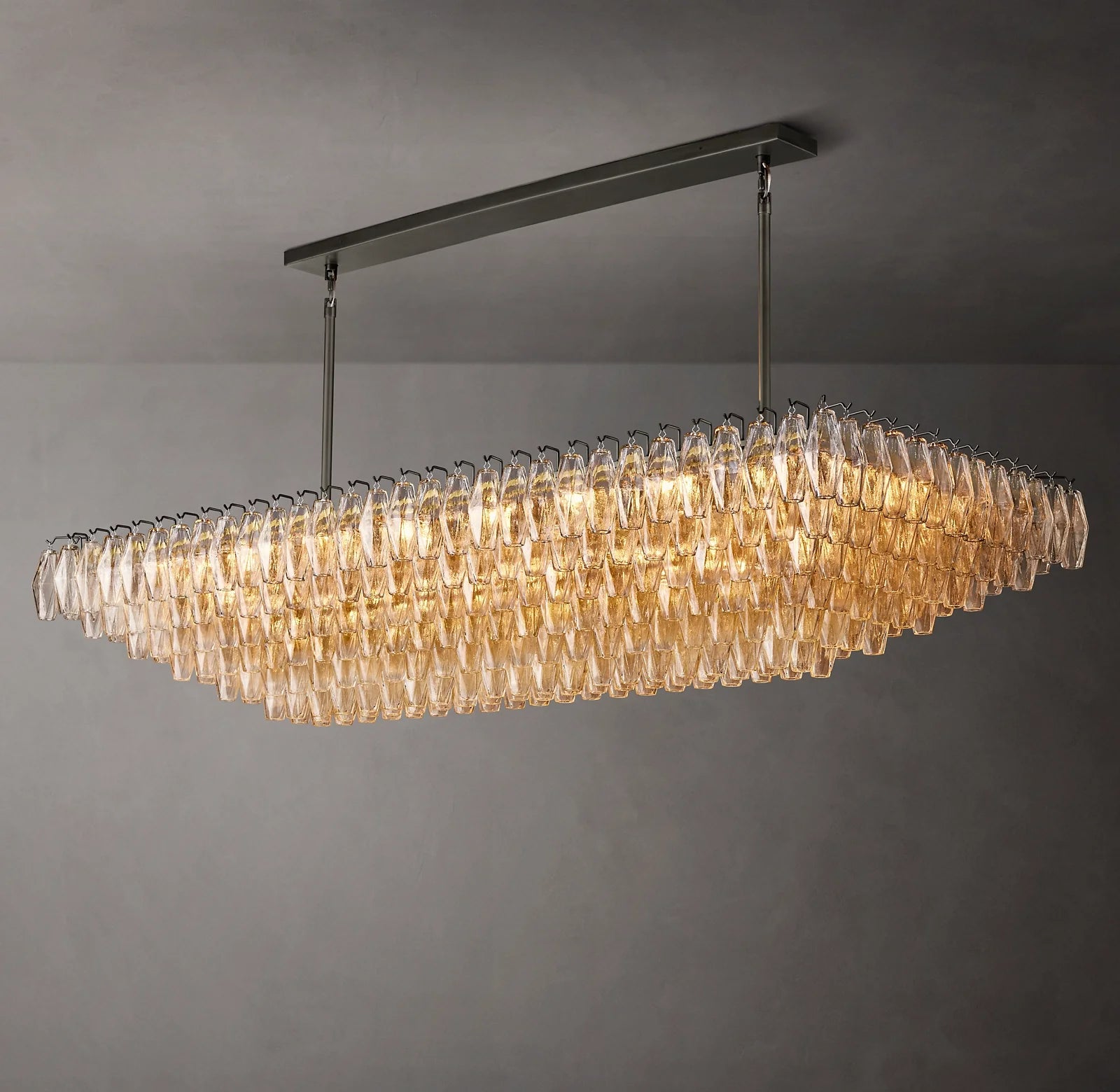 Clear Murano Glass Tiered Rectangular Chandelier - Chiara