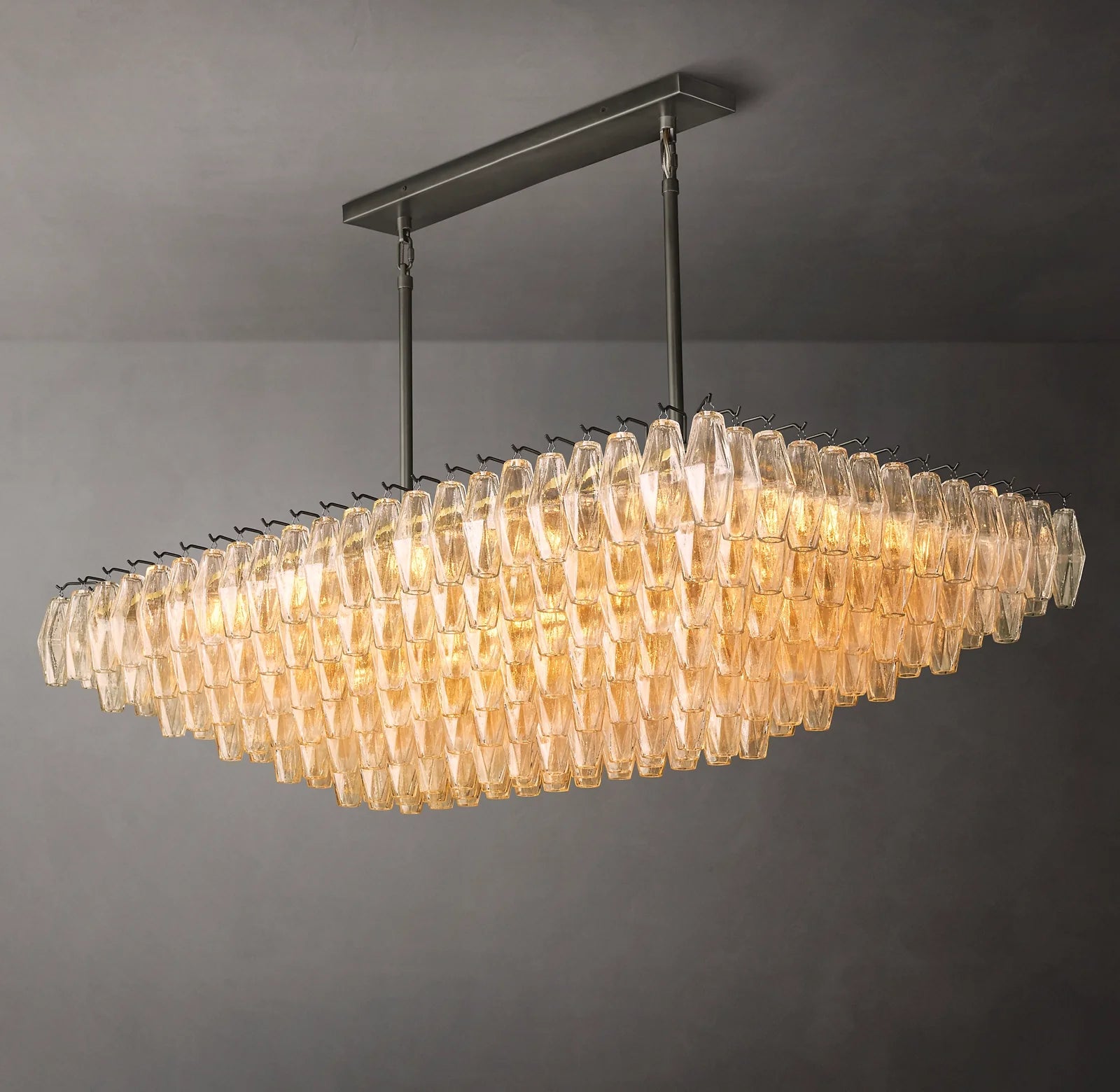 Clear Murano Glass Tiered Rectangular Chandelier - Chiara