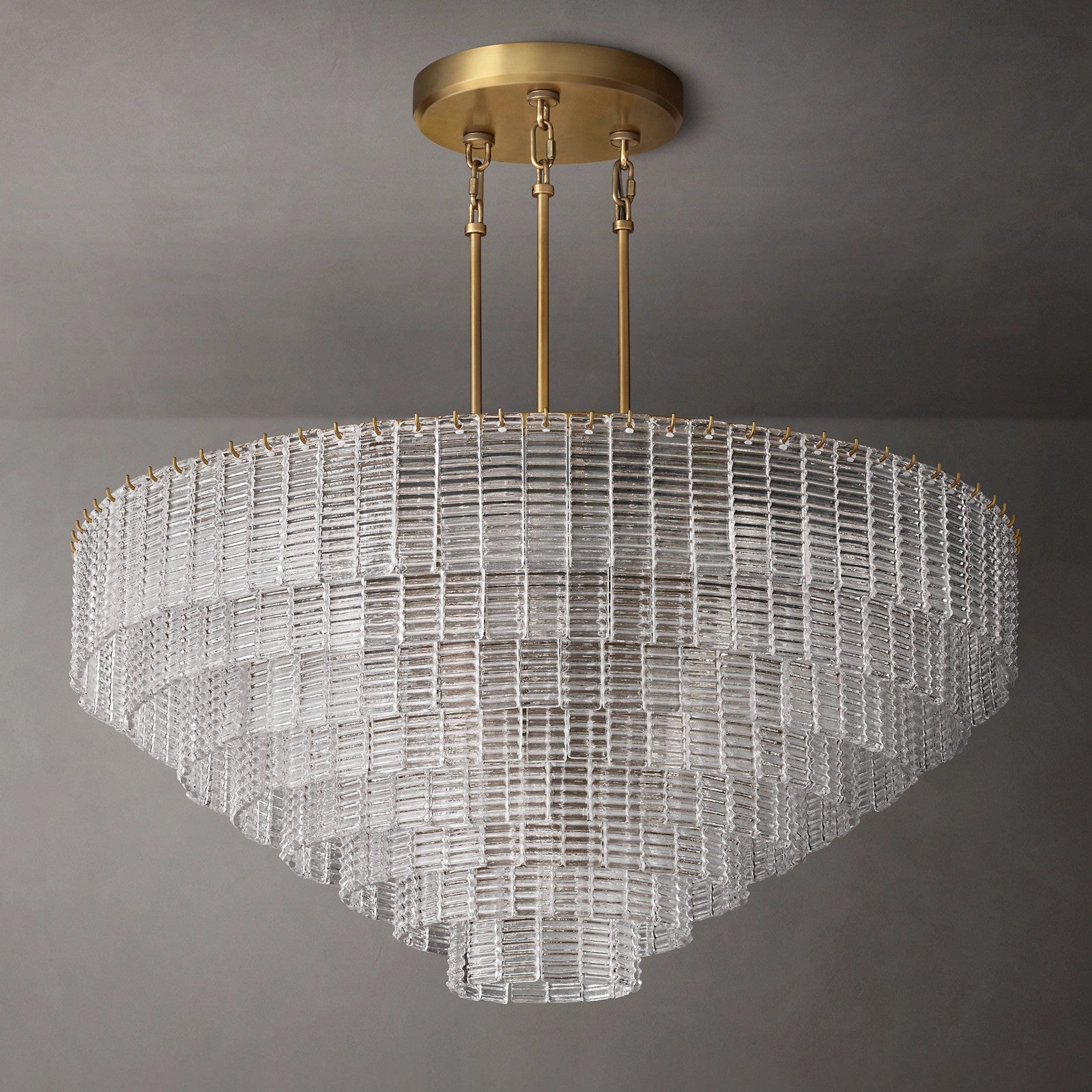 Ribbed Clear Glass Tiered Chandelier - Sirene