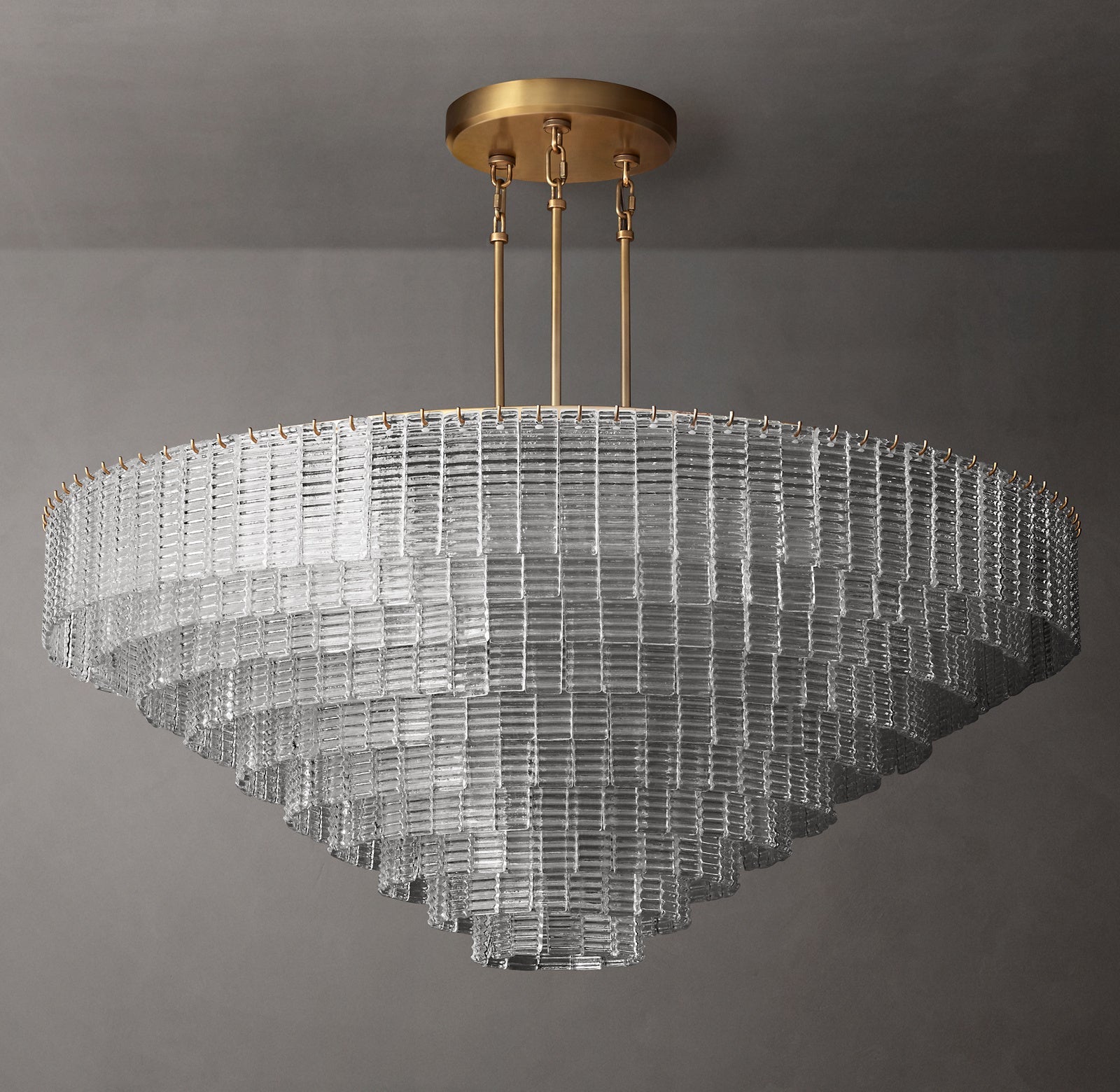Ribbed Clear Glass Tiered Chandelier - Sirene