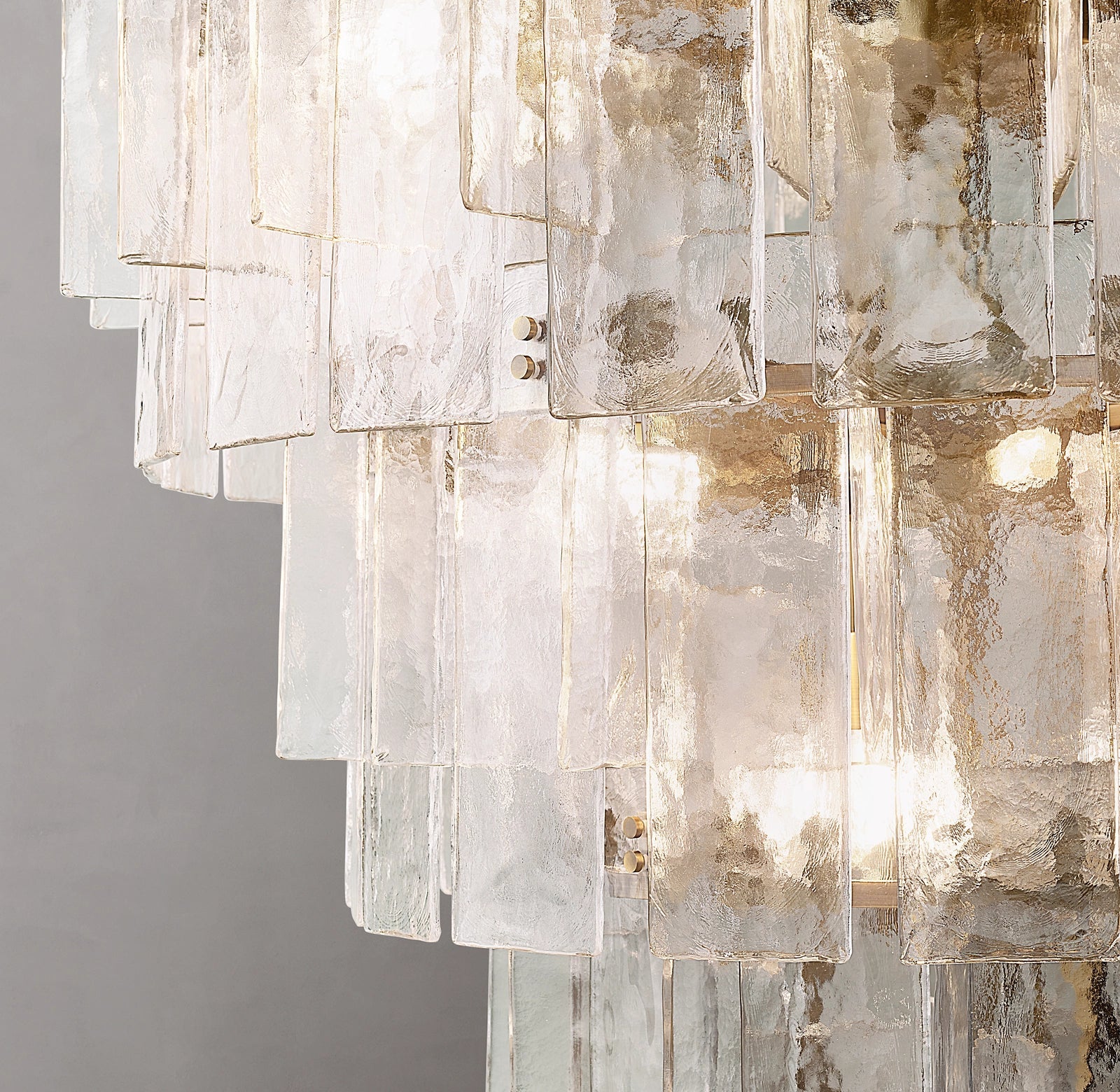 Clear Hammered Glass Tiered Chandelier - Lattice