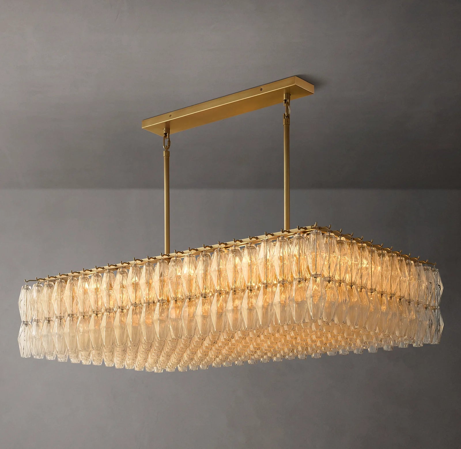 Clear Murano Glass Rectangular Chandelier - Chiara