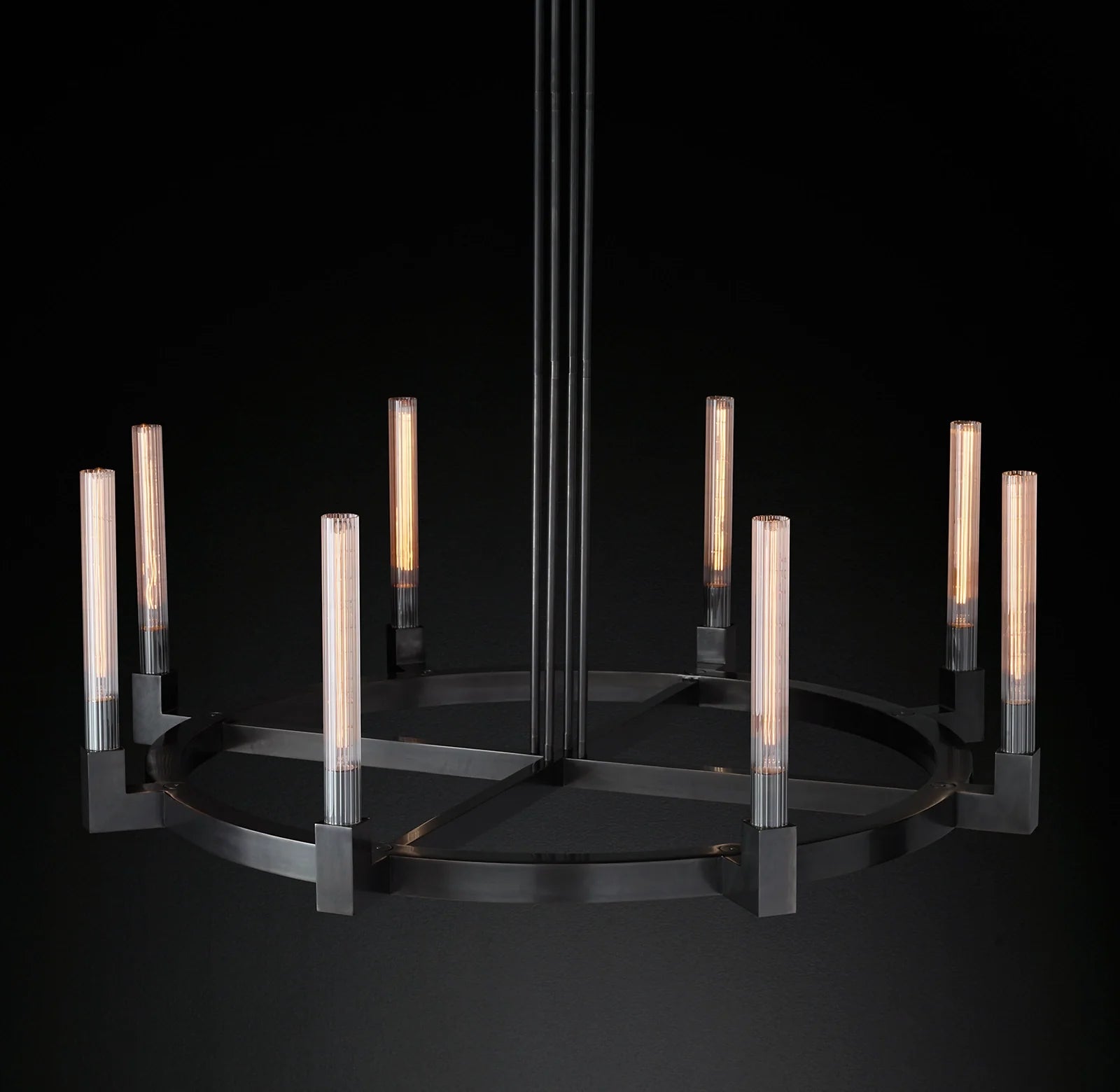 Fluted-Glass Candlestick Round Chandelier - Cannele