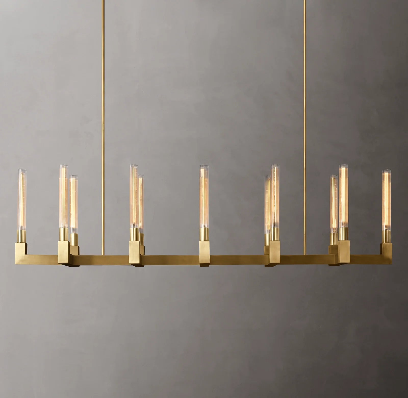 Fluted-Glass Candlestick Linear Chandelier - Cannele