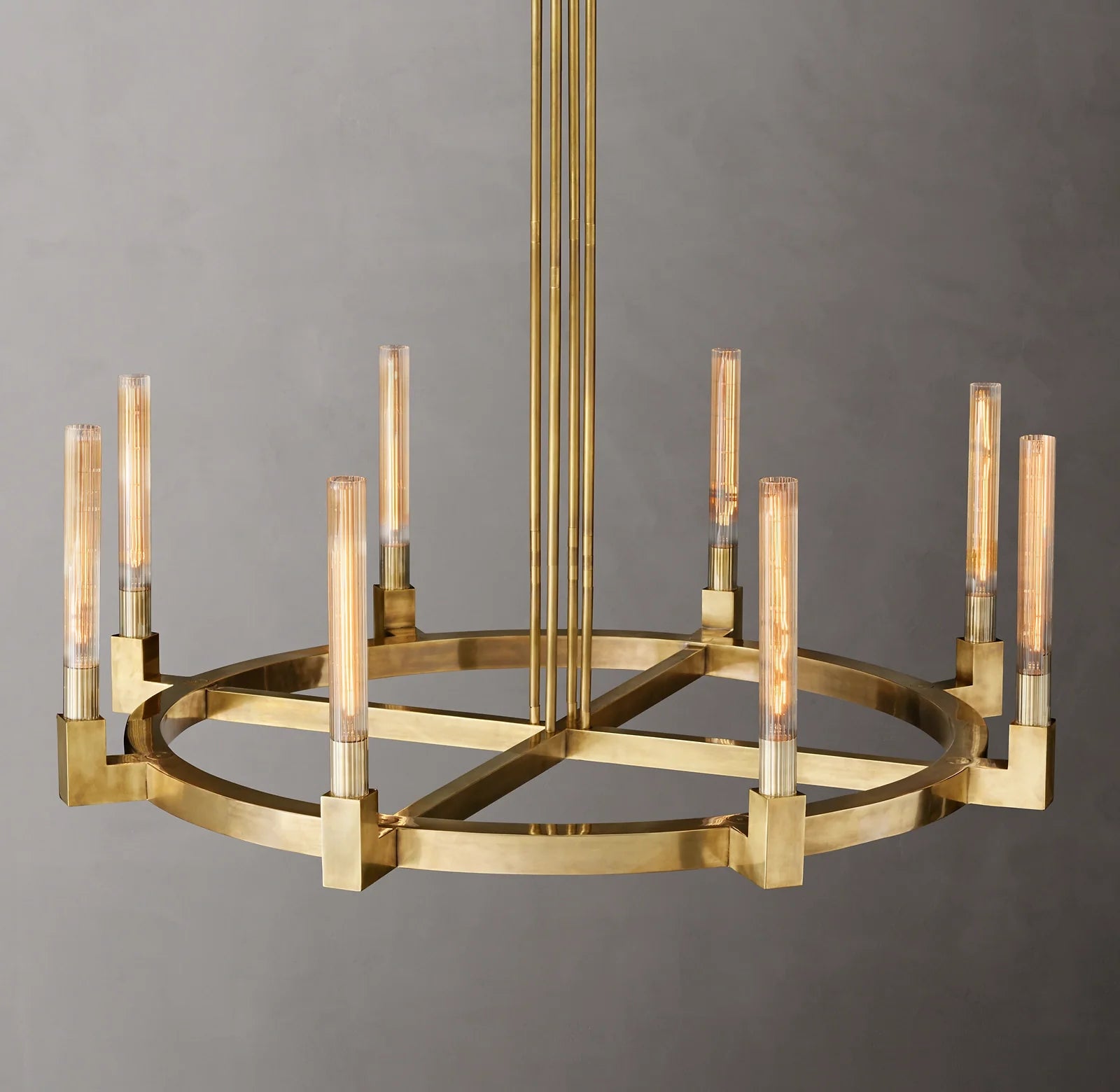 Fluted-Glass Candlestick Round Chandelier - Cannele