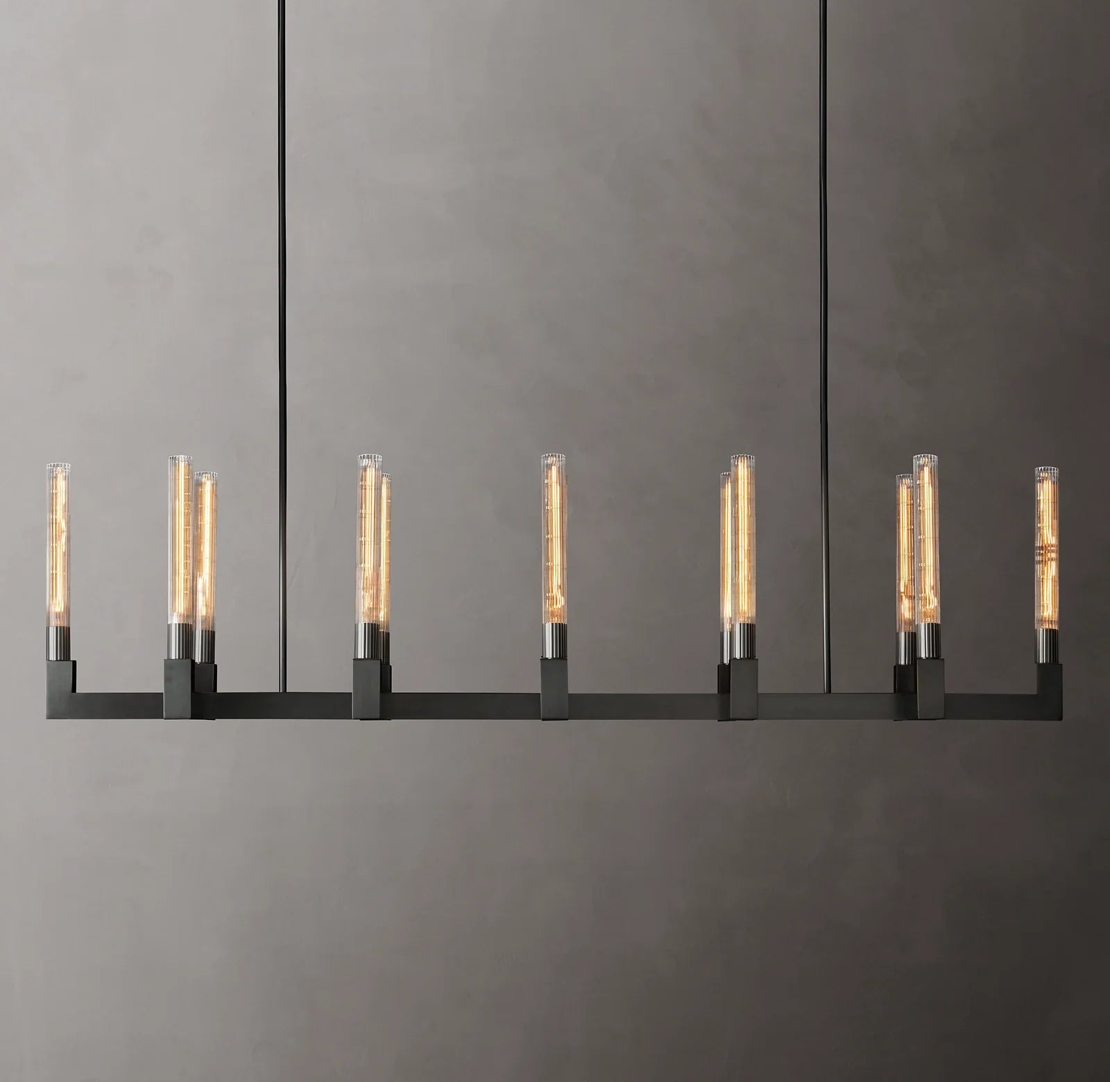 Fluted-Glass Candlestick Linear Chandelier - Cannele