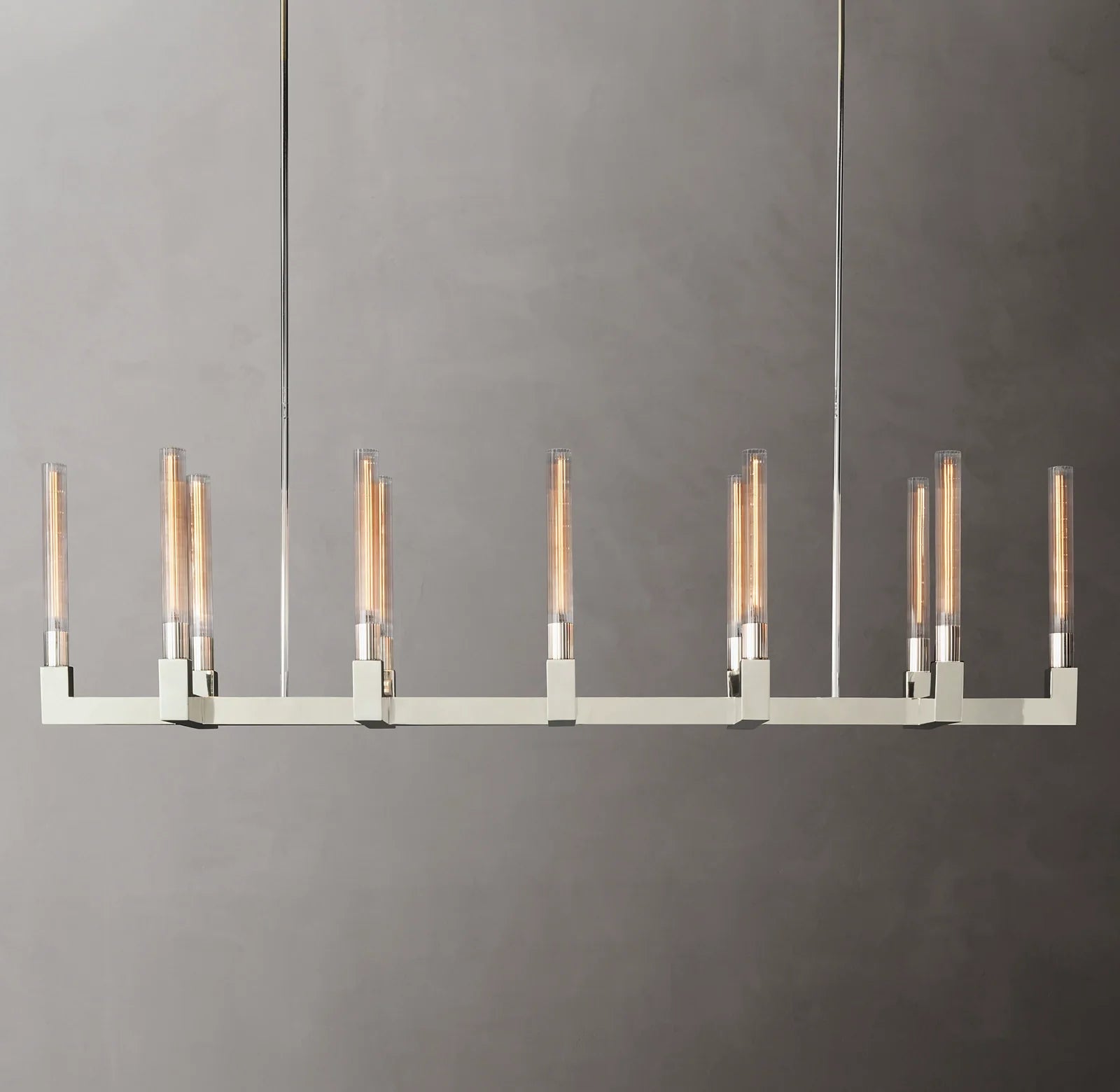 Fluted-Glass Candlestick Linear Chandelier - Cannele
