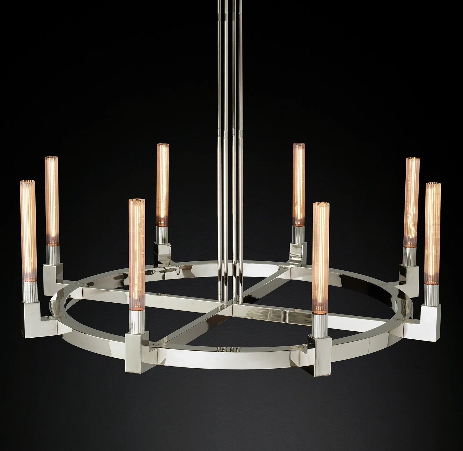 Fluted-Glass Candlestick Round Chandelier - Cannele