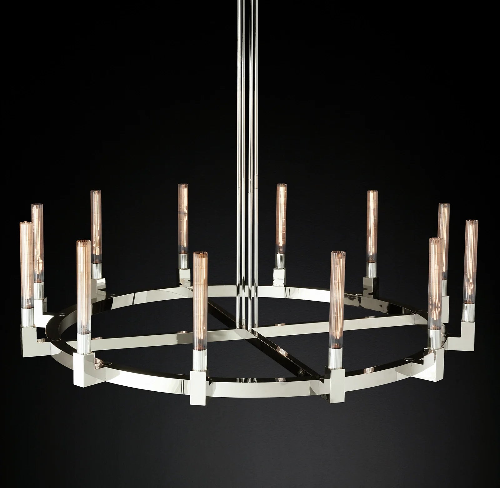 Fluted-Glass Candlestick Round Chandelier - Cannele