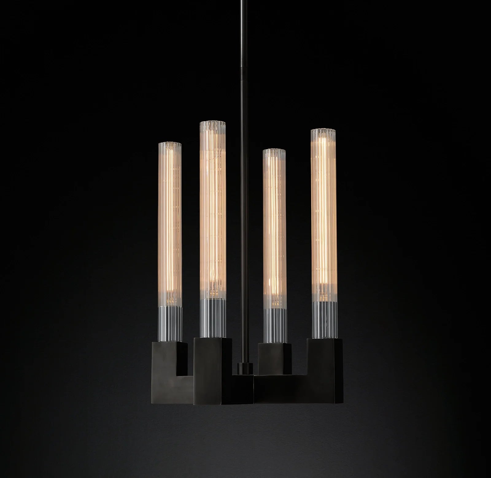 Fluted-Glass Candlestick Round Chandelier - Cannele