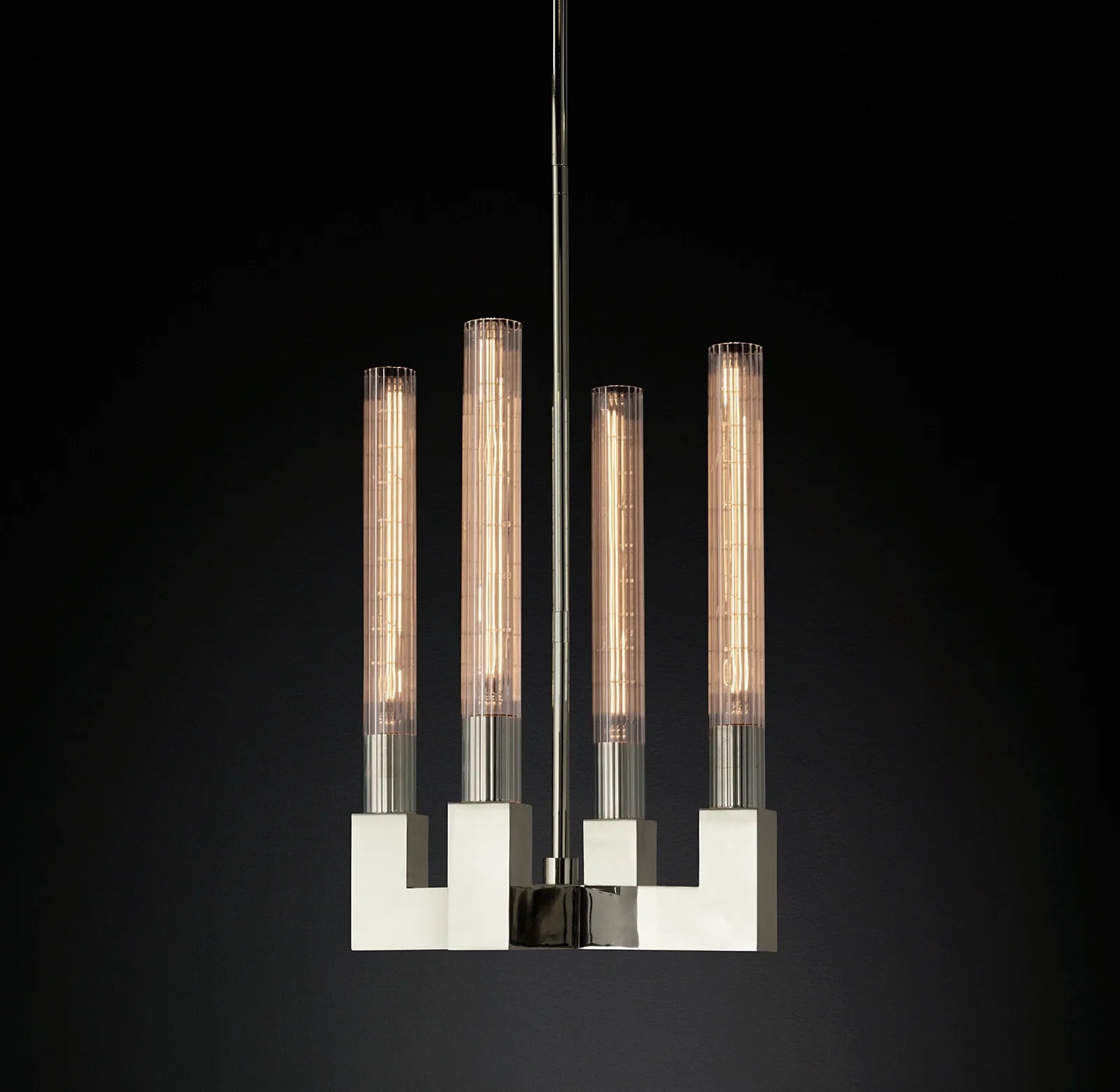 Fluted-Glass Candlestick Round Chandelier - Cannele