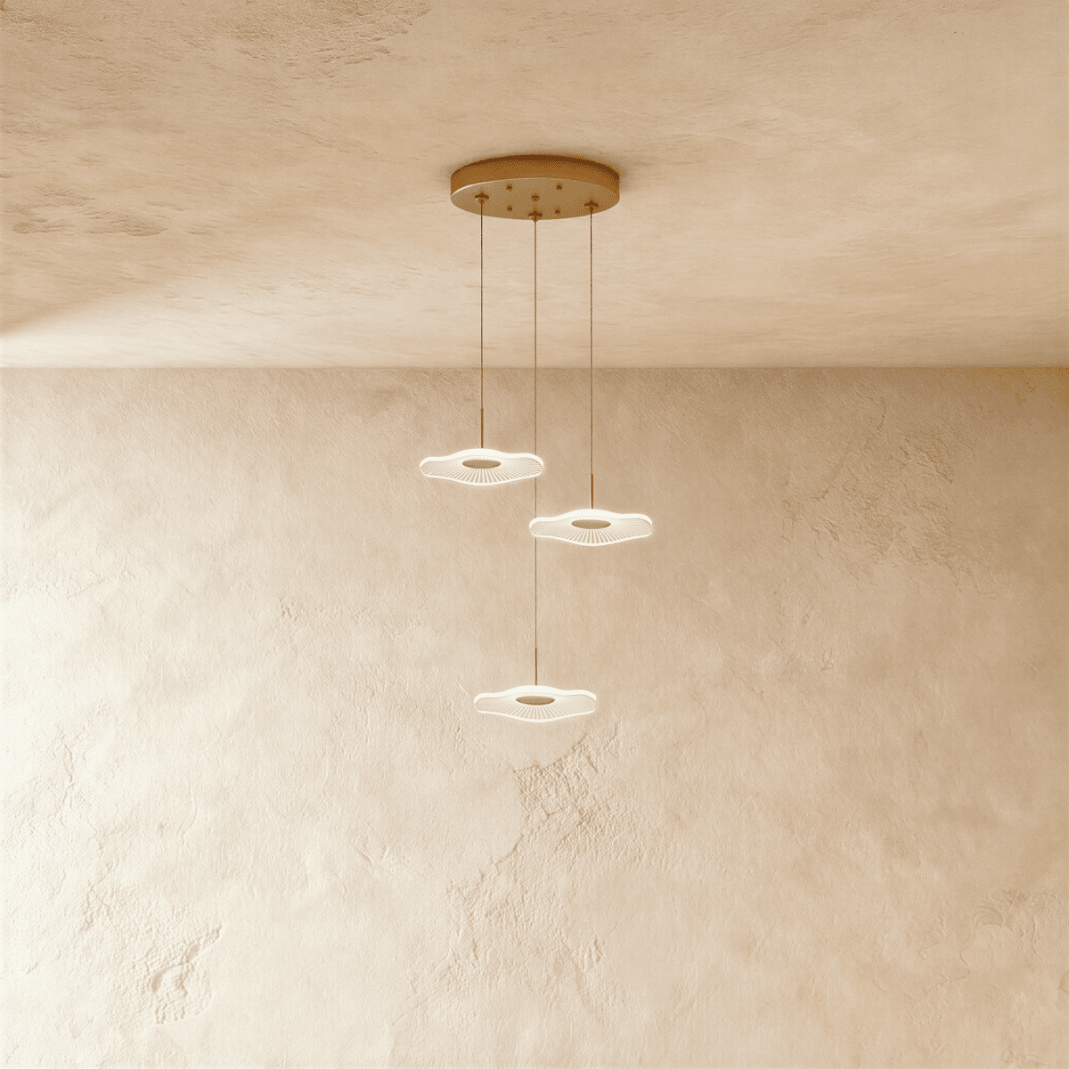 Rotasu Staircase Chandelier 3 Lights: D11.8"(30cm) x H47.2"(120cm) / 15W Gold