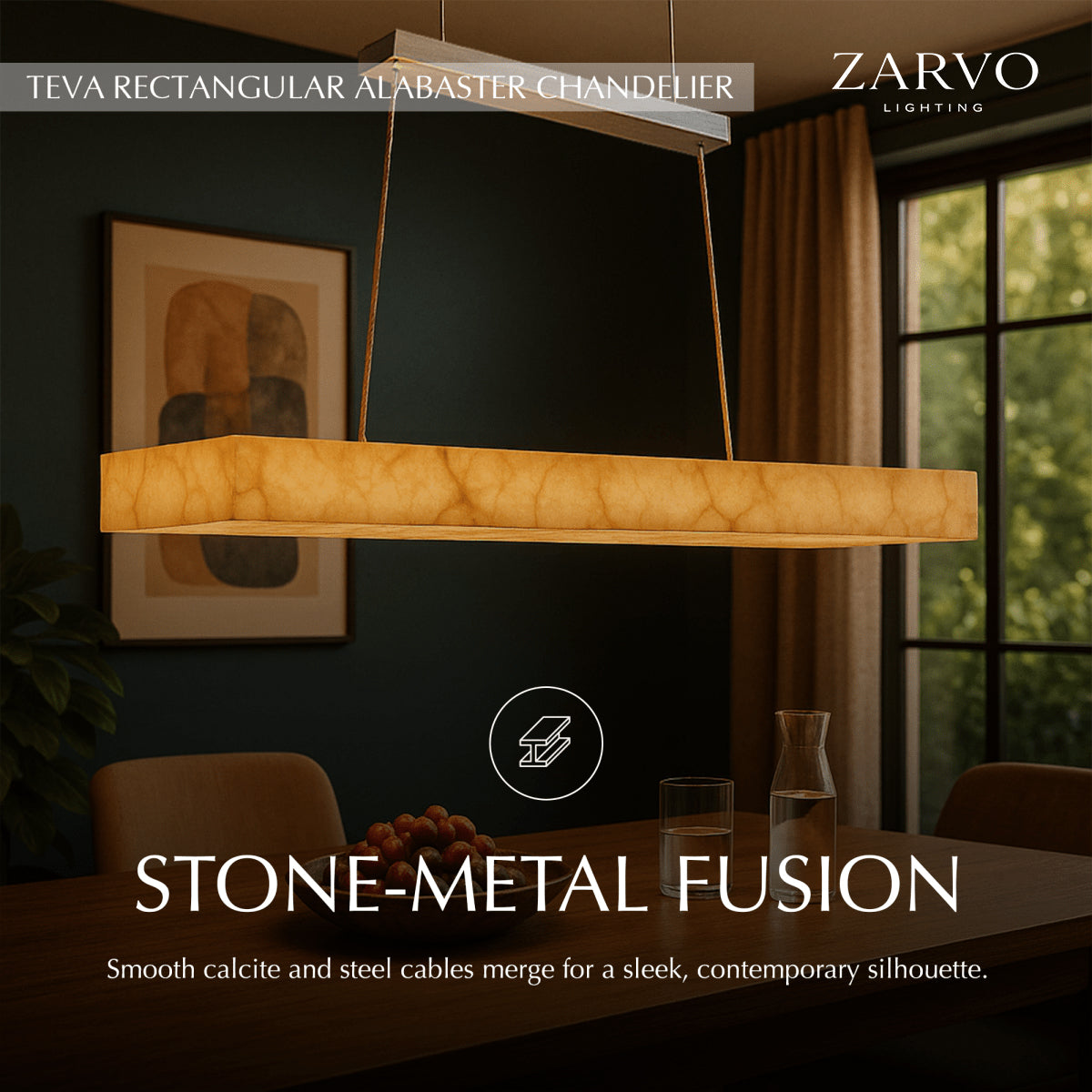 Teva Rectangular Alabaster Chandelier