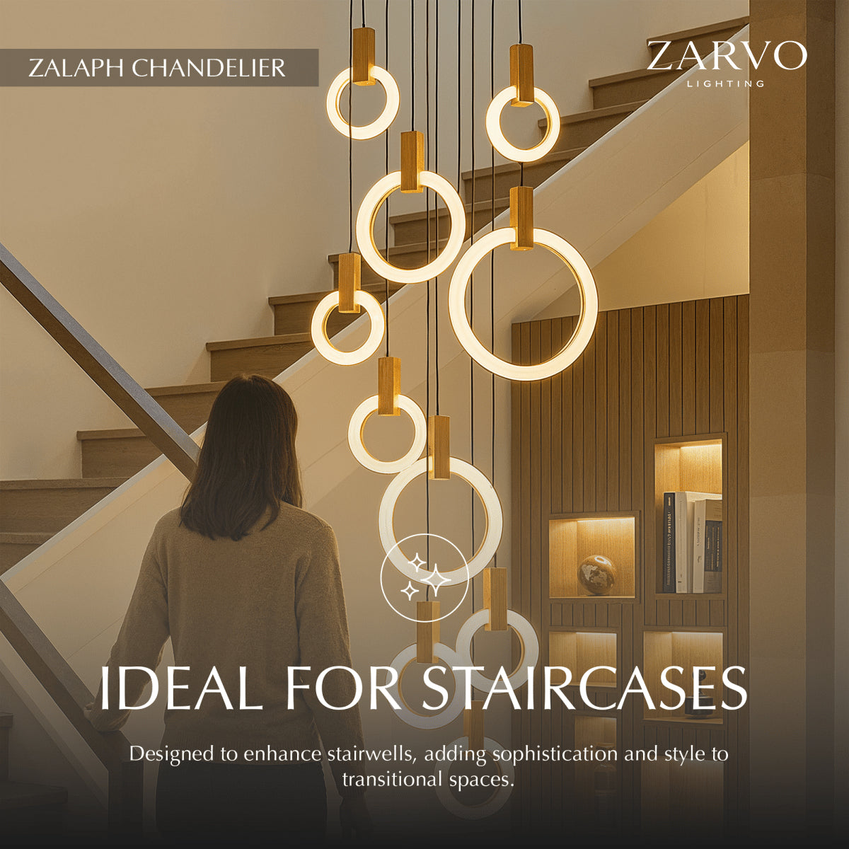 Zalaph Chandelier 15 Heads - Round: D19.6"(50cm) x H137.7"(350cm)
